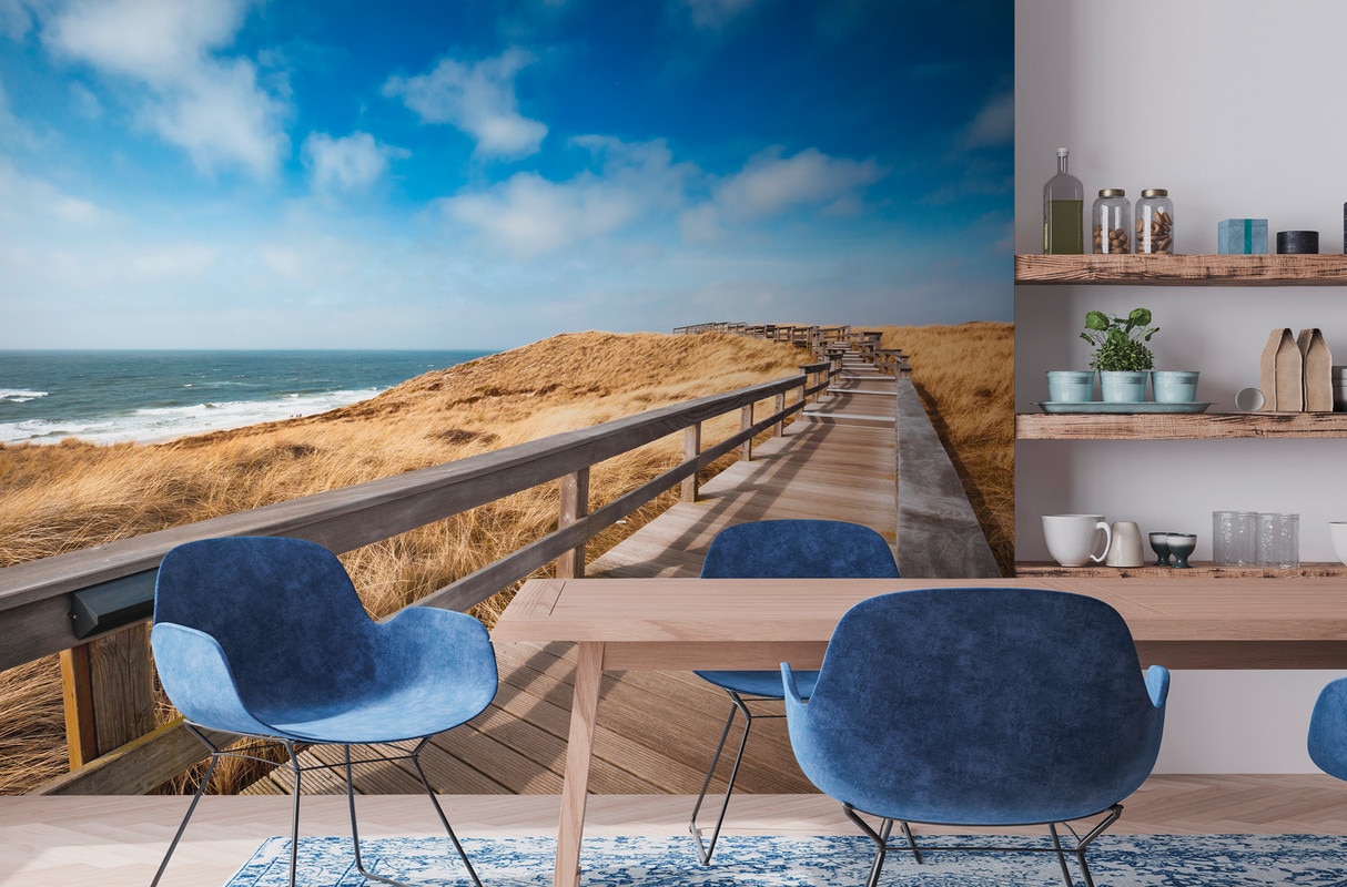 A.S. Création Vliestapete »Strand-Tapete Dünen Holzweg Blau Beige Fototapet günstig online kaufen