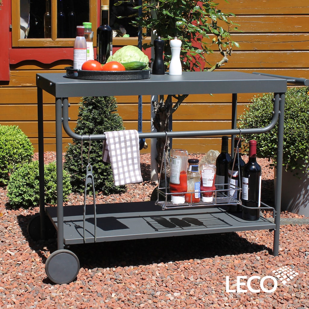 Leco Grillablagetisch, 100x48x73 cm, mit Rollen und Zubehör