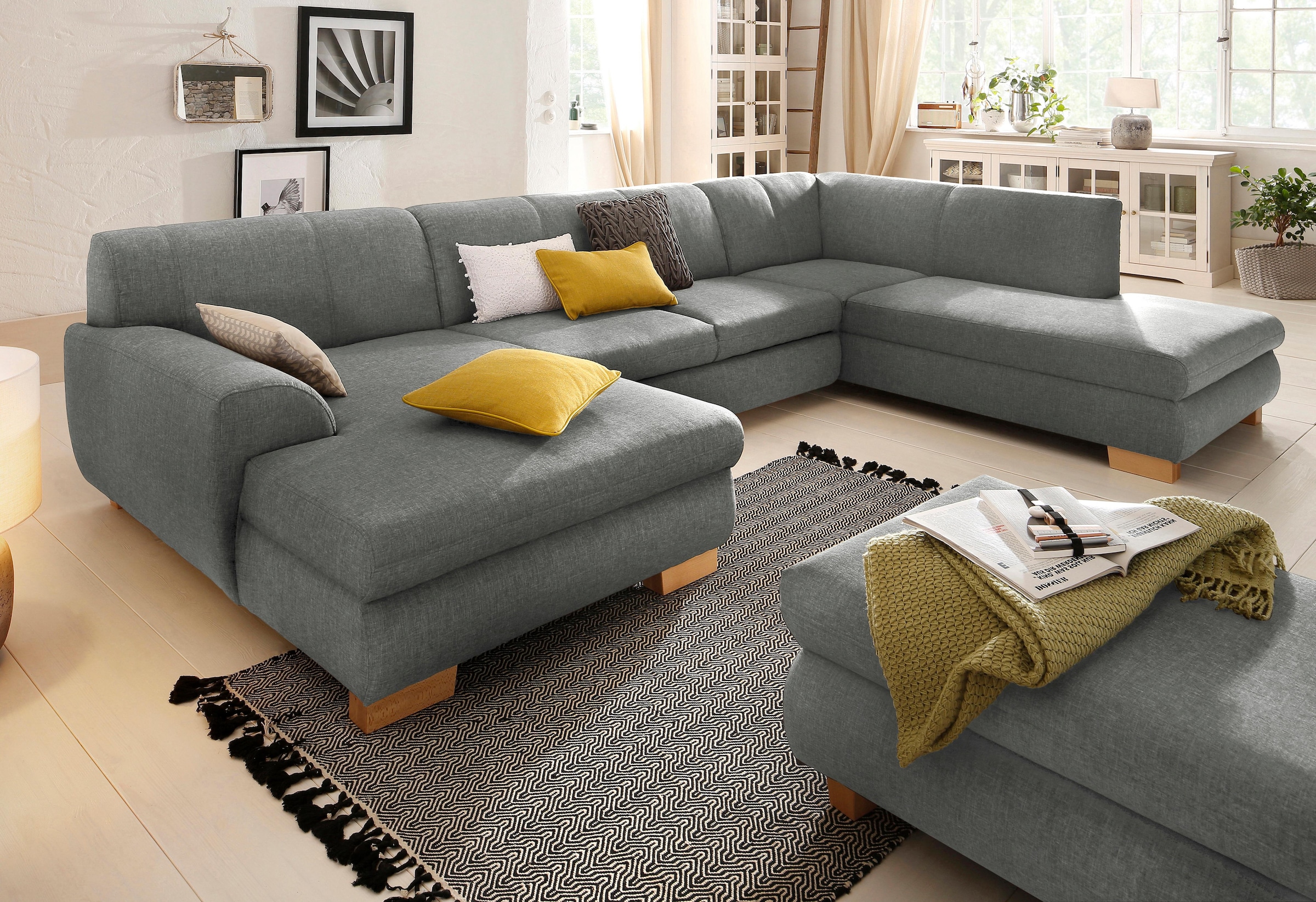 Home affaire Wohnlandschaft »Nika zeitlos und elegant, viel Platz, U-Form«, günstig online kaufen