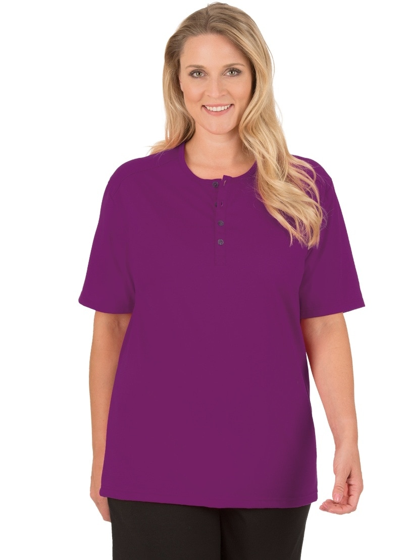 Trigema T-Shirt »TRIGEMA T-Shirt mit Knopfleiste DELUXE Baumwolle«, (1 tlg.)