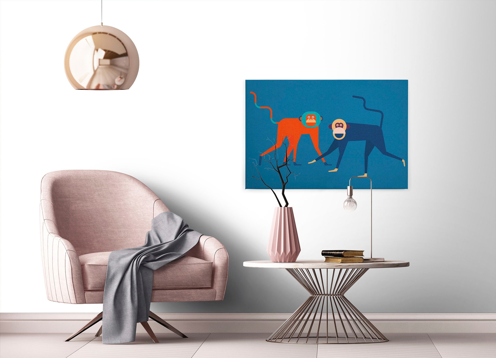 A.S. Création Leinwandbild »monkey business«, Kunst-Tiere-Kinder, (1 St.), Keilrahmen Bild Kunst Affen Bunt Leinwand-Bild Wohnzimmer modern Wand