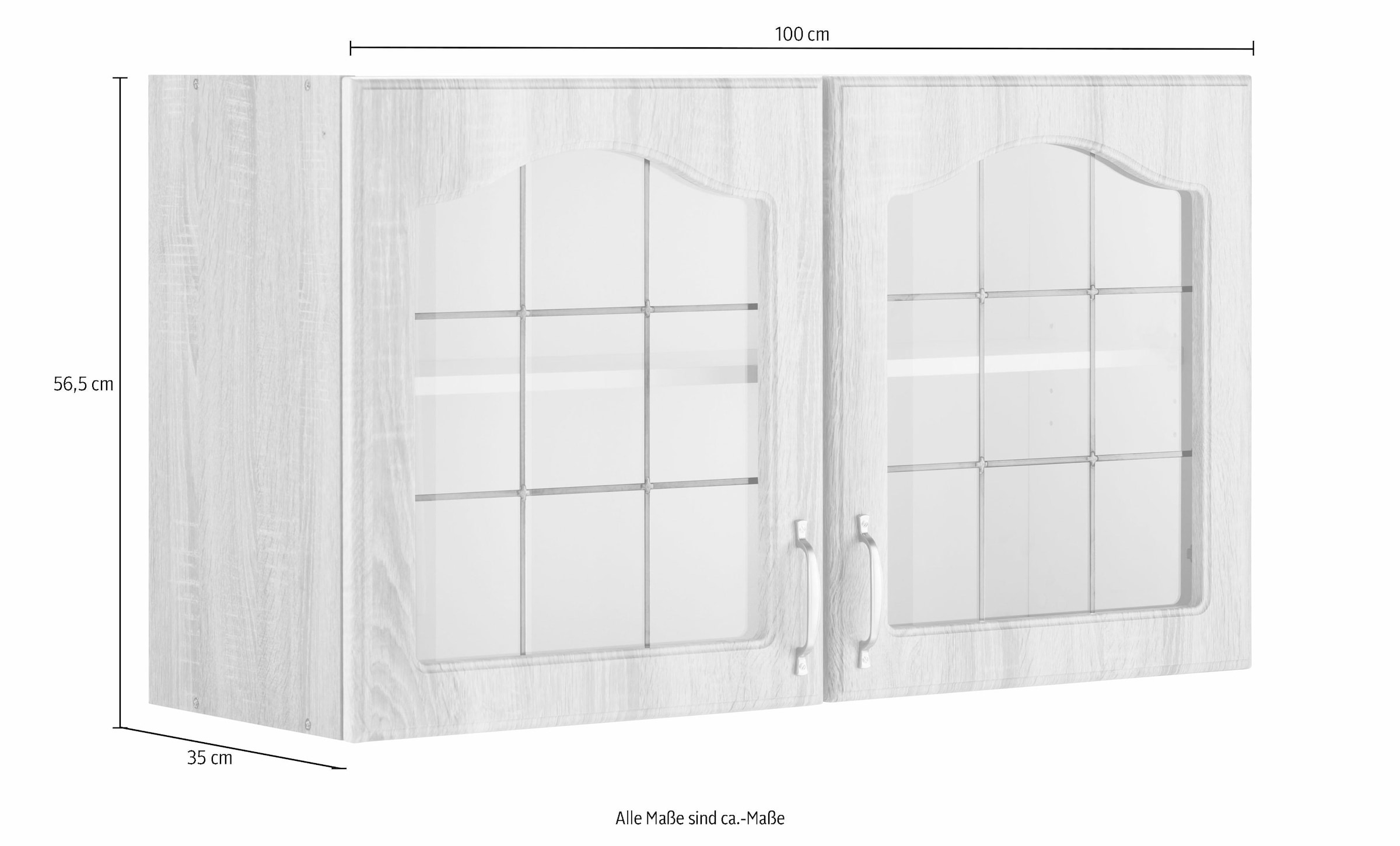 wiho Küchen Glashängeschrank »Linz«, 100 cm breit, mit 2 Glastüren