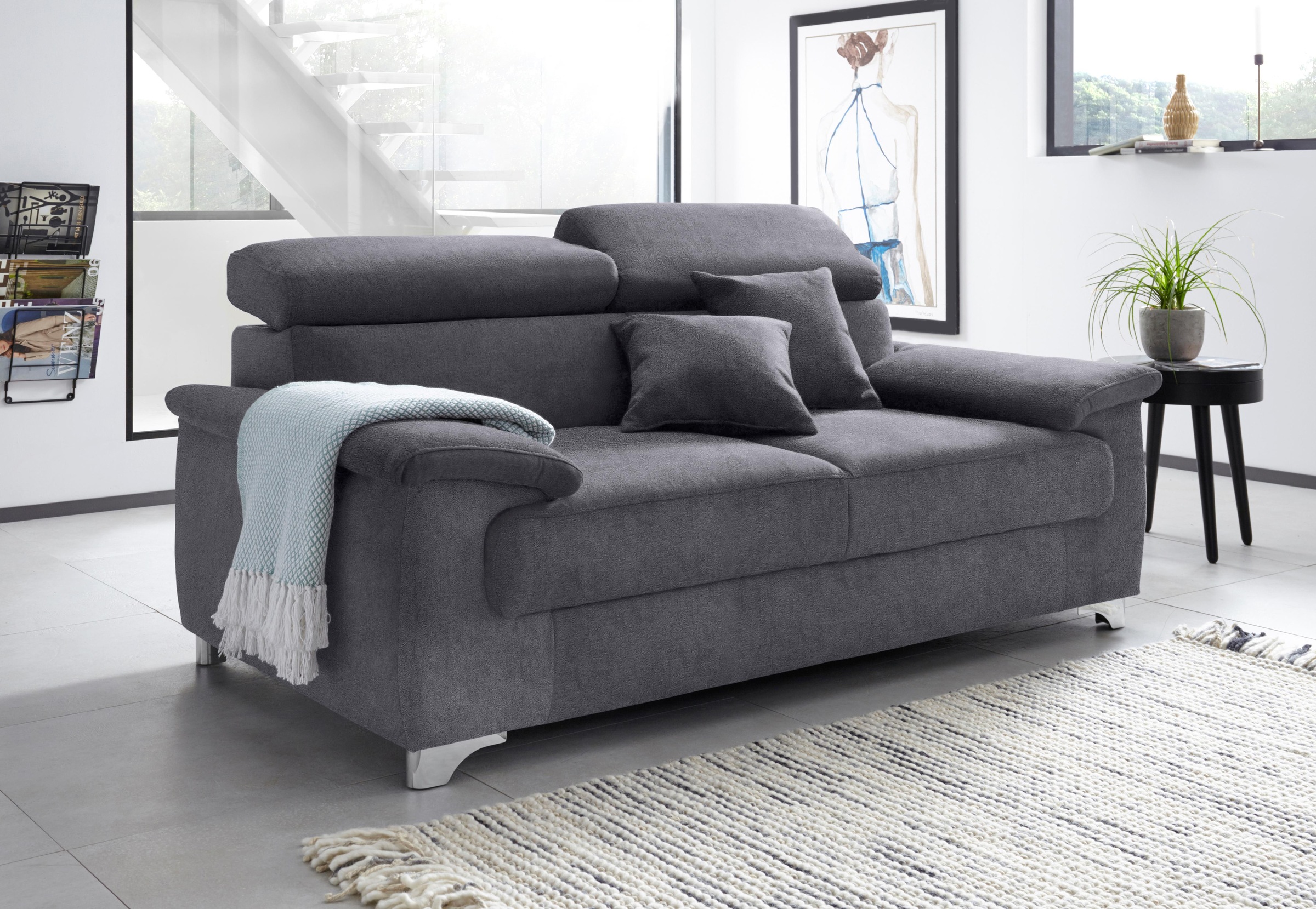 DOMO collection 2-Sitzer »Mira inklusive Kopfteilverstellung für mehr Wohlfühlkomfort«, elegant und modern, komfortabel, frei im Raum stellbar