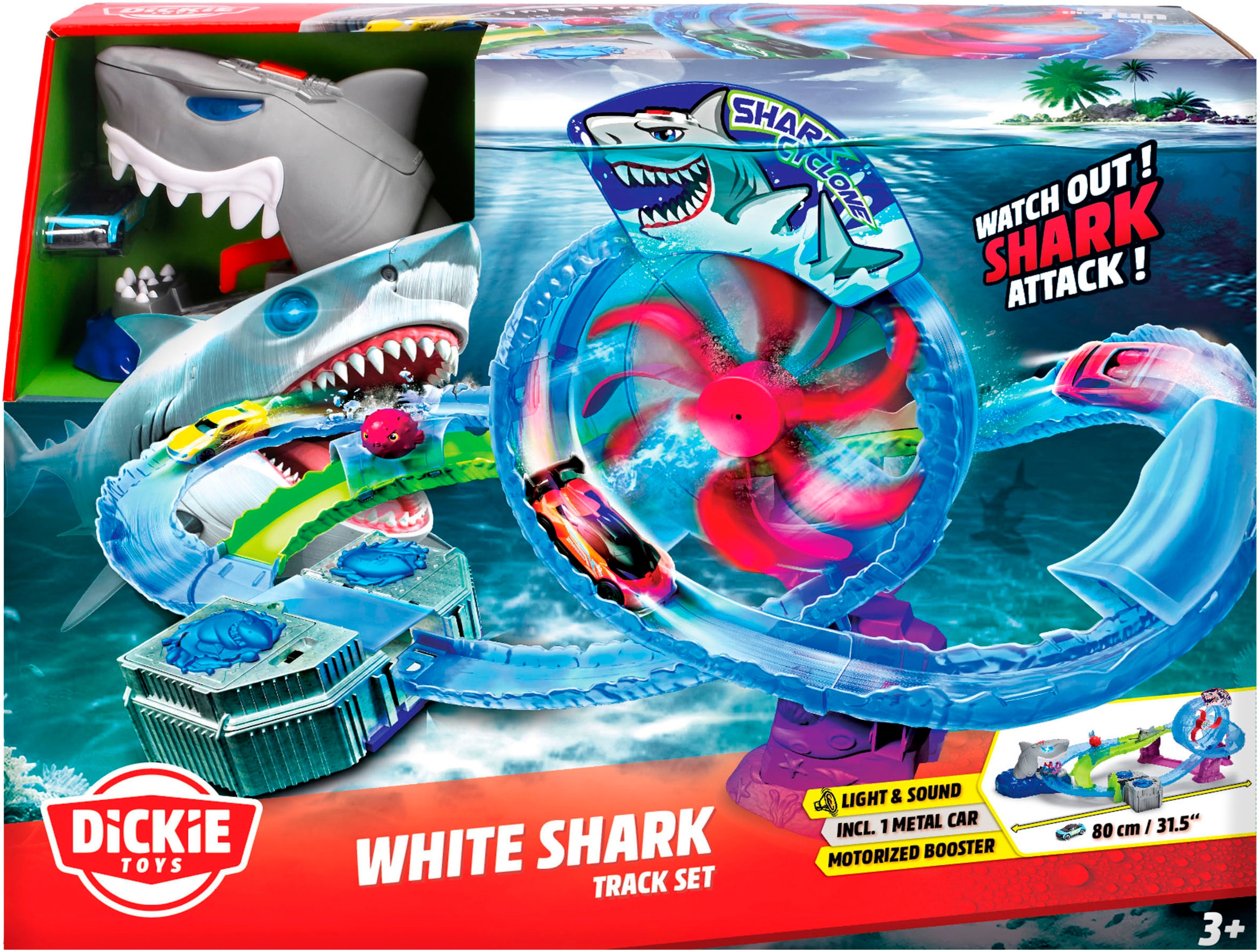 Dickie Toys Autorennbahn »White Shark« inklusive Spielzeugauto; mit Licht und Sound
