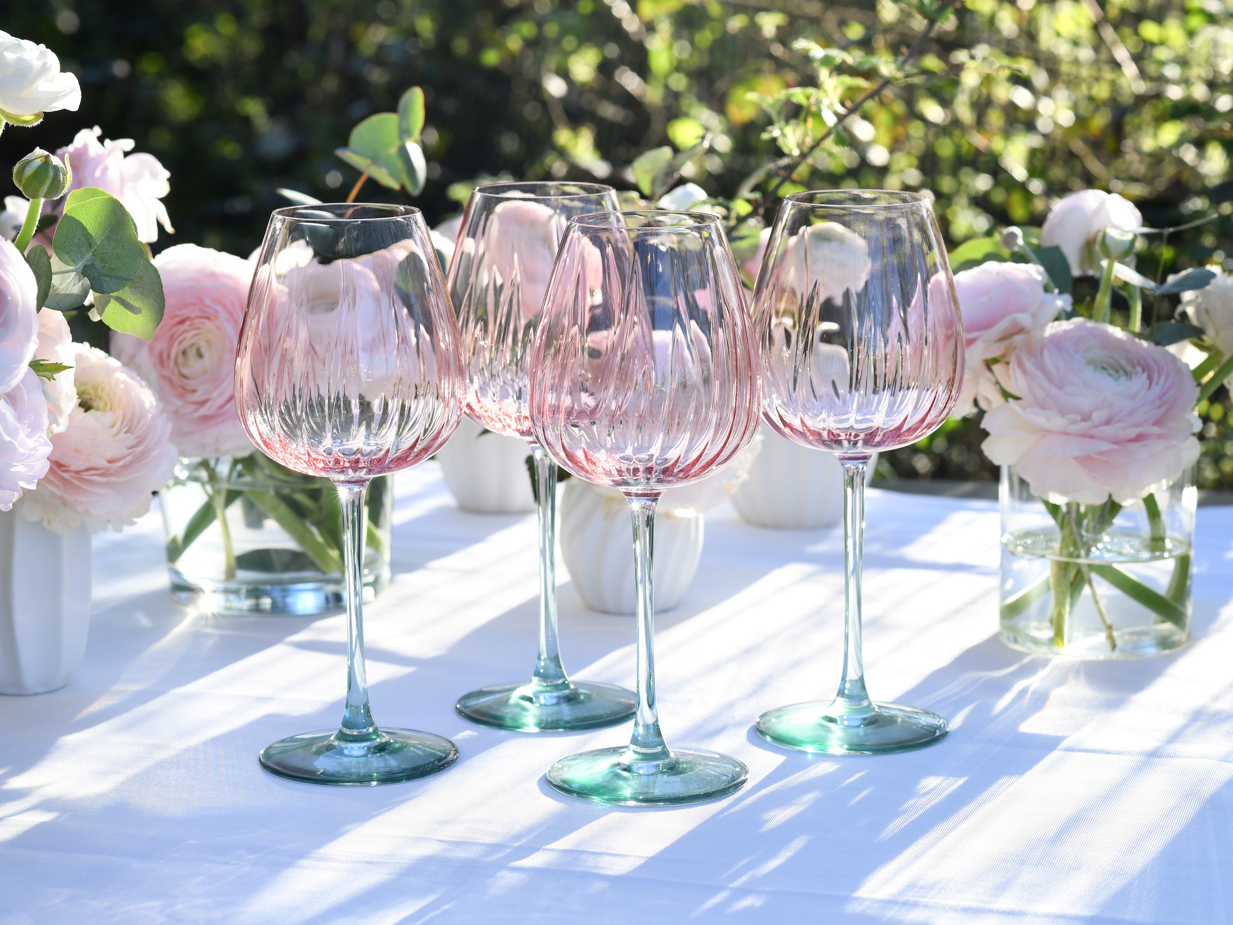 CreaTable Weinglas »Swirly Spring, Weingläser-Set, 4-tlg.«, (Set, 4 tlg.), Rillen Relief, Modern, Sommerlich, Leicht