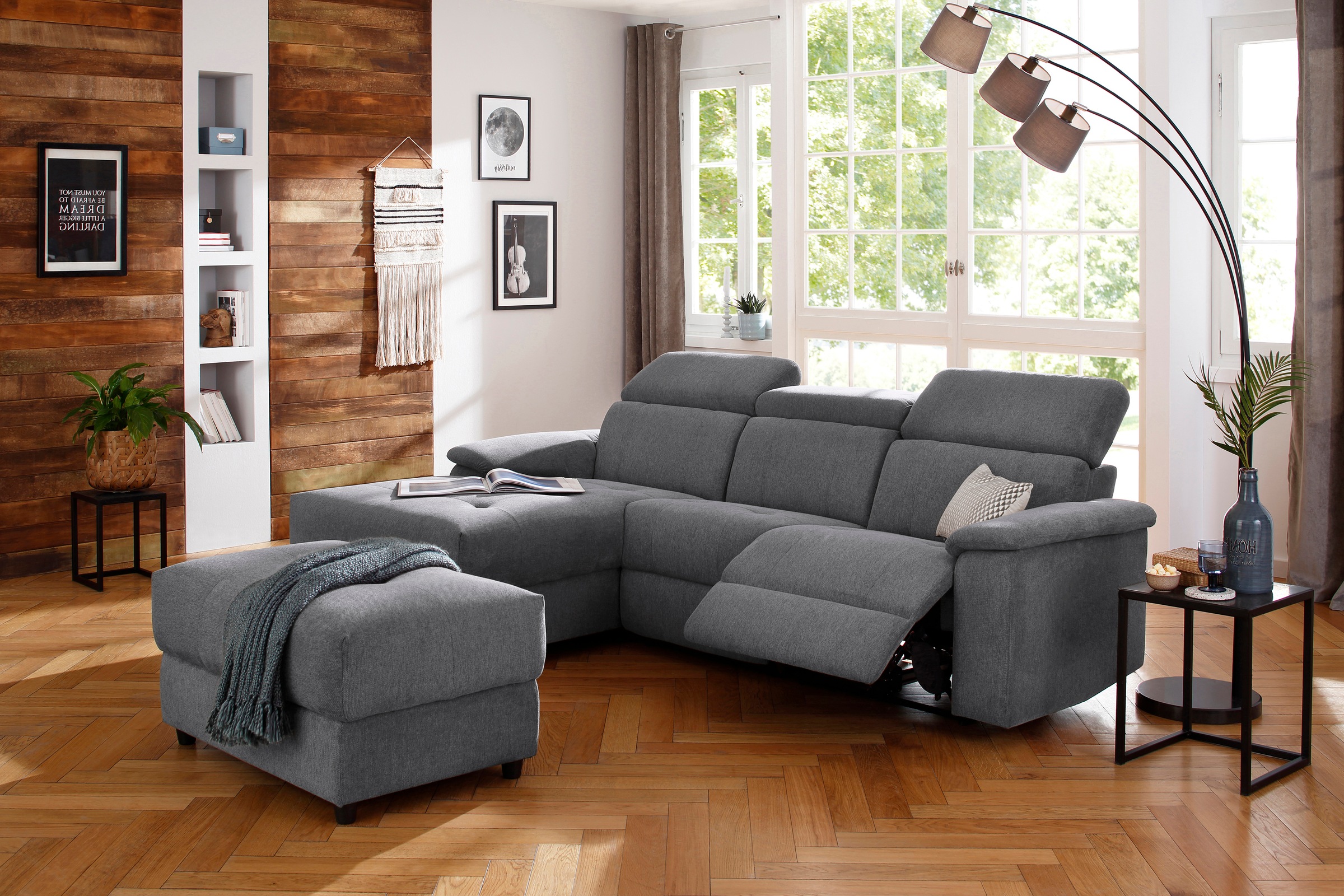 Home affaire Ecksofa »Binado, L-Form,«, mit manueller oder elektrischer Relaxfunktion mit USB-Anschluss