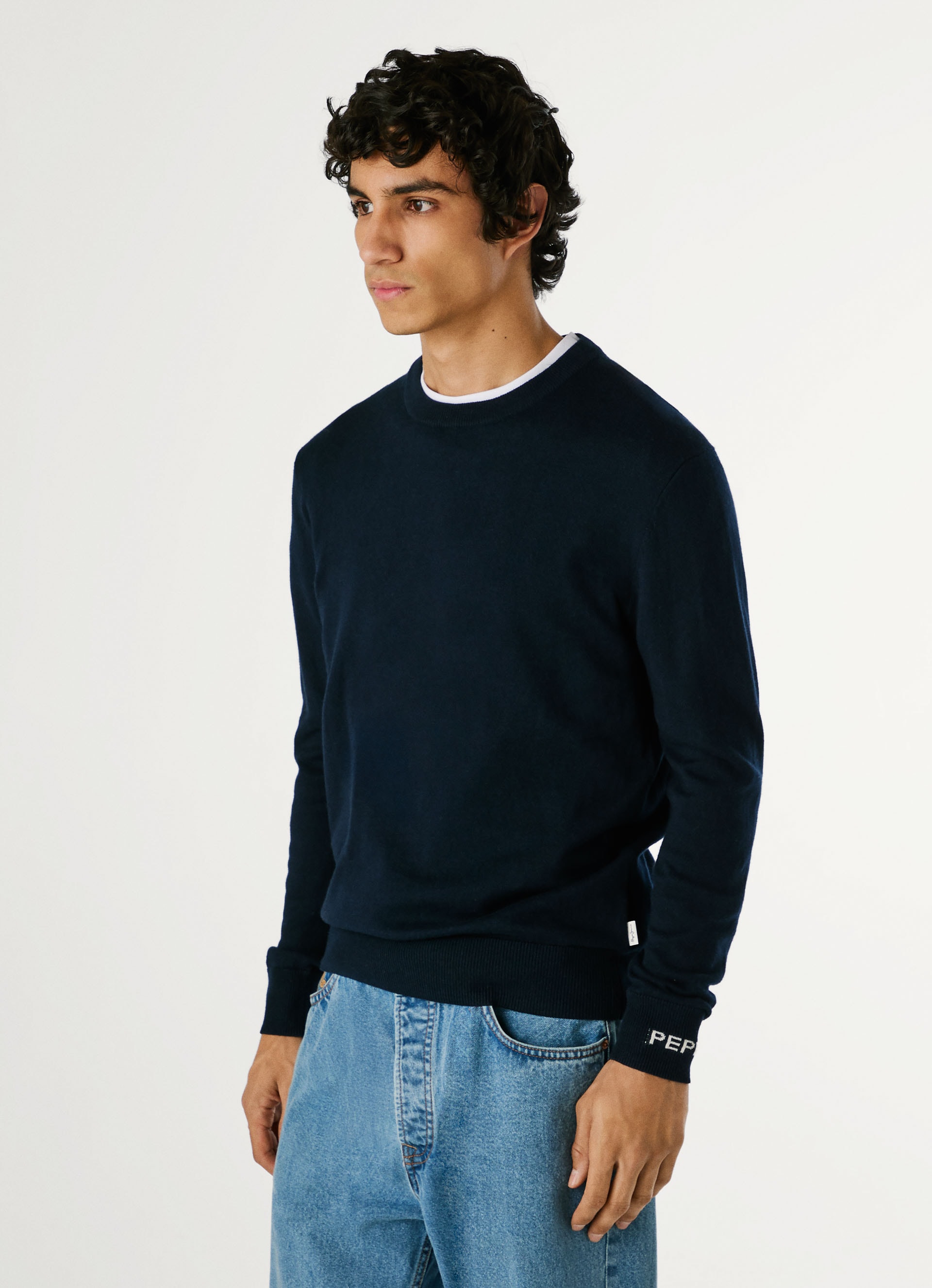 Pepe Jeans Strickpullover »ANDRE CREW NECK« mit Rundhals, Logo-Jacquard
