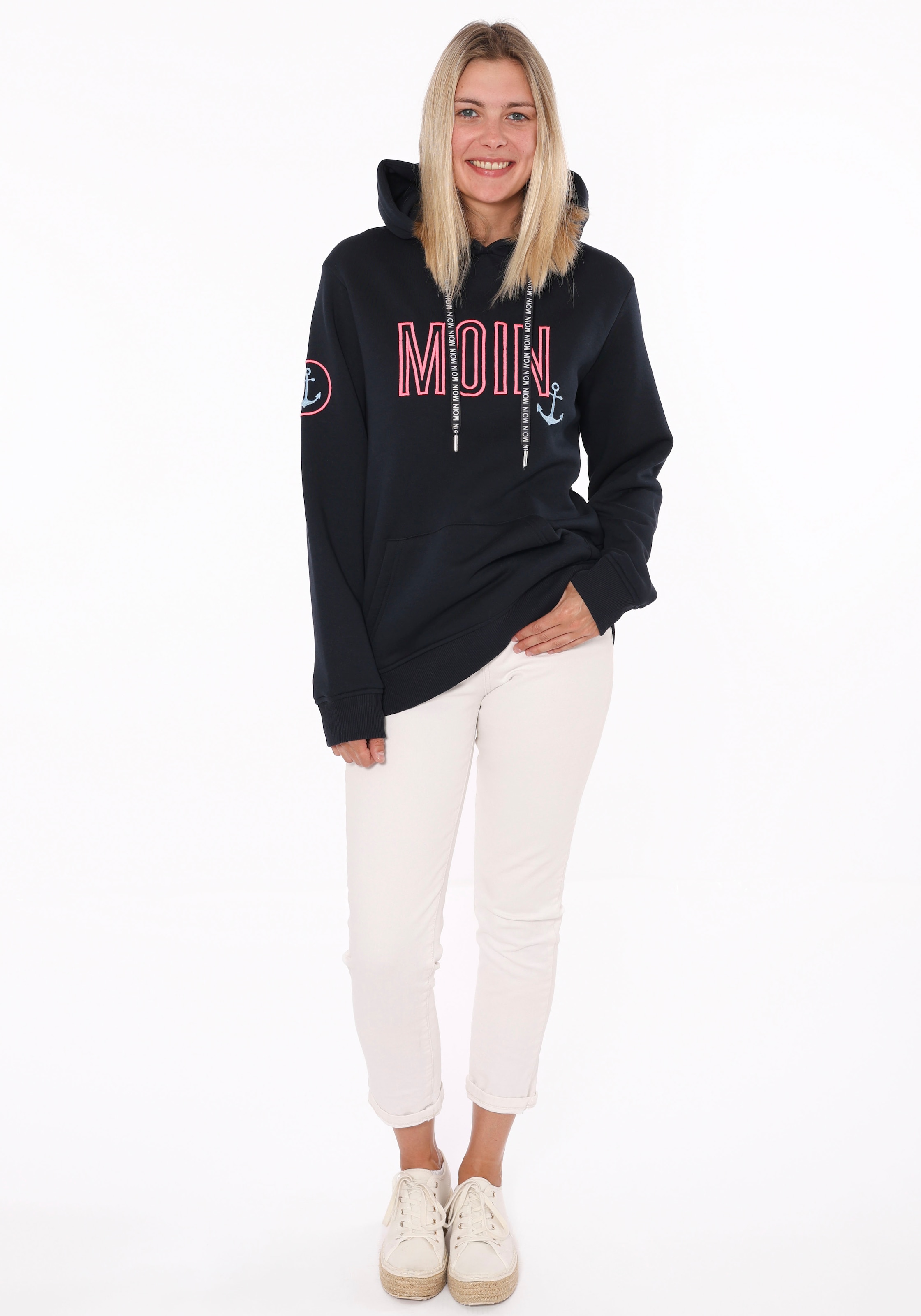 Zwillingsherz Hoodie »Limited Edition«, mit Kapuze, gesticktem "MOIN" und Anker Motiv