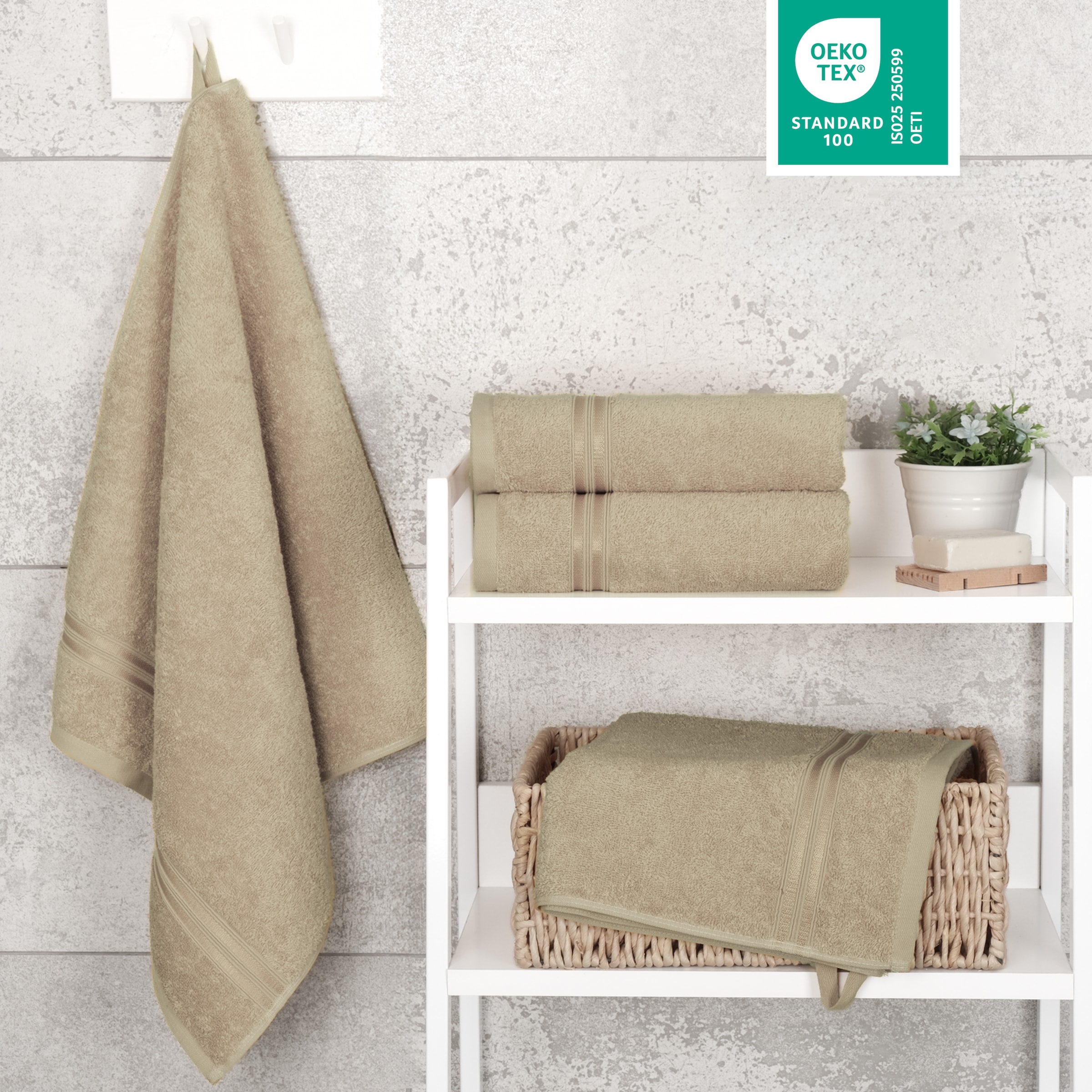 HAMMETEX Handtuch Set »4er Set Handtücher 50x100 cm, 100% Baumwolle, Weich & Saugstark« mit Bordüre, einfarbig, weich