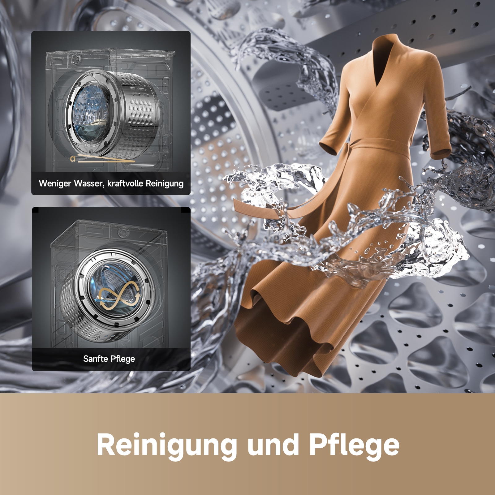 Dreame Waschmaschine »DWF10M70DAEU« 10 kg 1400 U/min Automatikpflege, Hygieneprogramm, Inverter-Motor