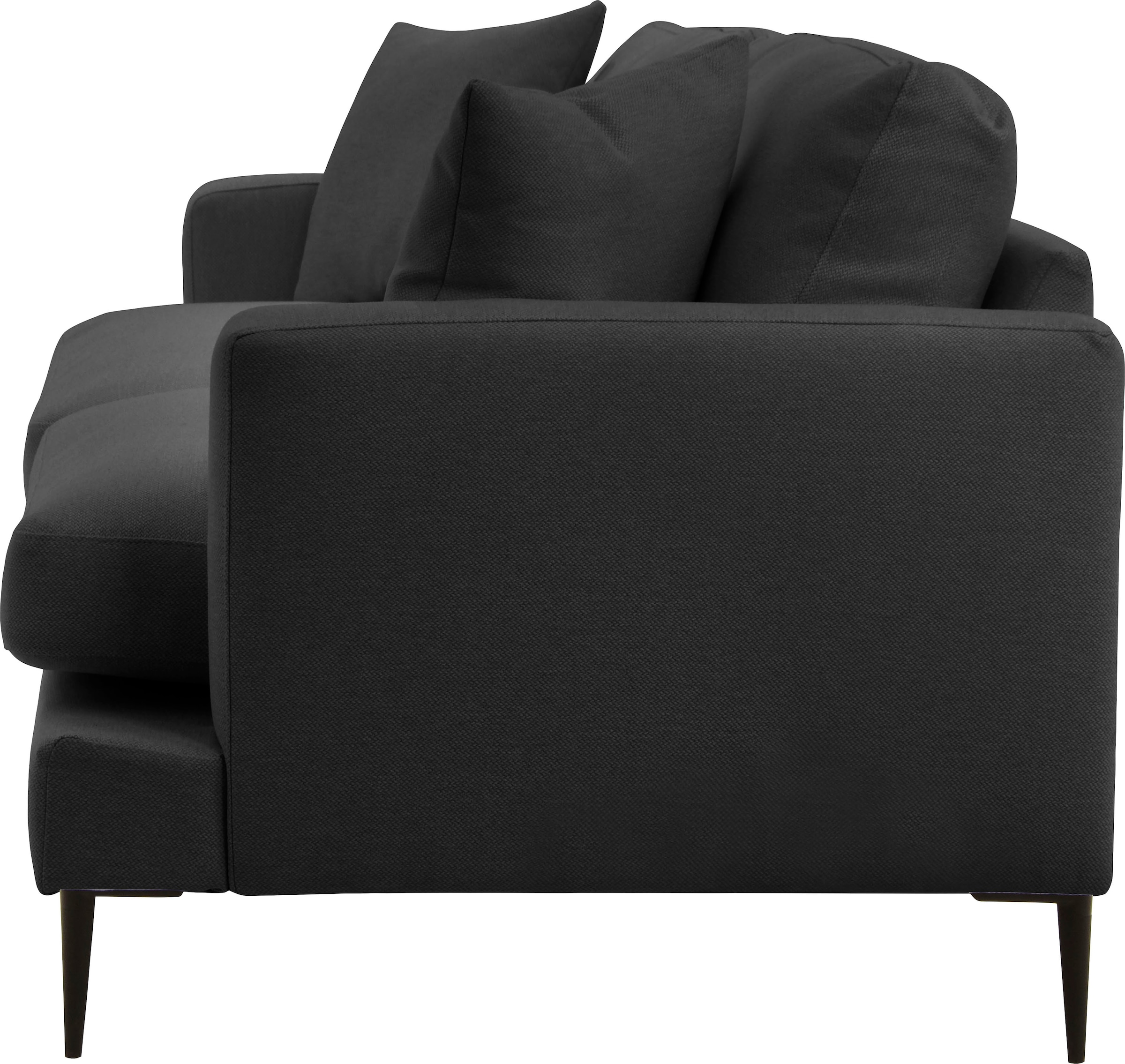 Leonique Big-Sofa »Cozy elegantes Designsofa, Maße B/T/H: 252/97/80 cm«, mit losen Kissen und Metallbeinen