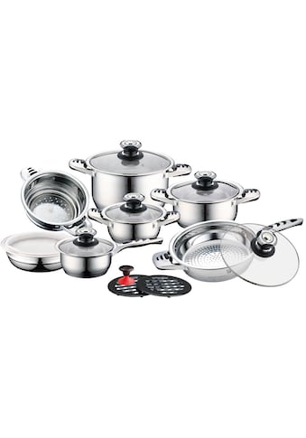 Topf-Set »Aurich«, Edelstahl, (Set, 16 tlg., Bratentopf 16/20/24cm, Stieltopf 16cm,...