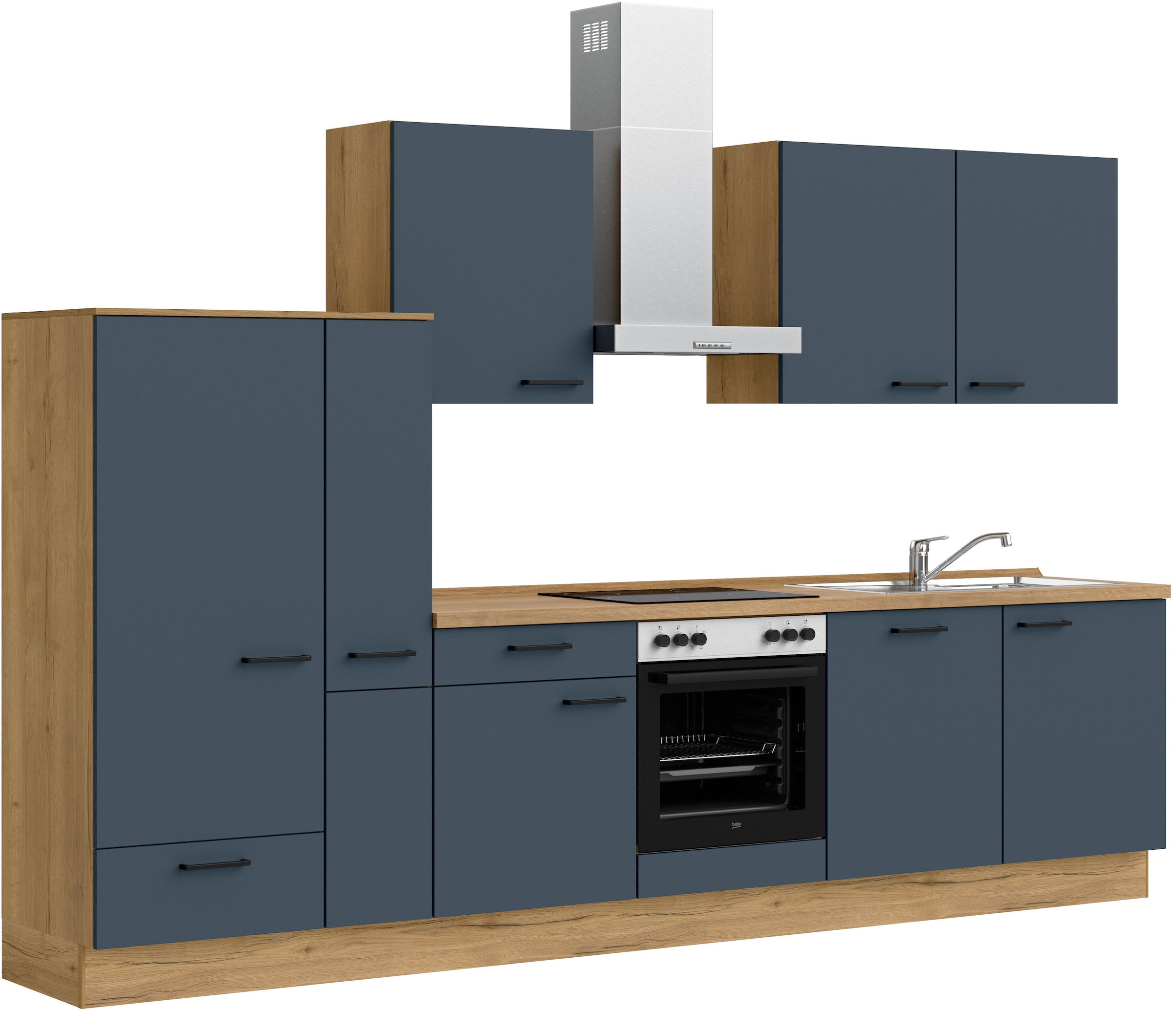 nobilia® Küchenzeile »"Easytouch I"« vormontiert,  Ausrichtung wählbar, Breite 330 cm, wahlw. mit E-Geräten