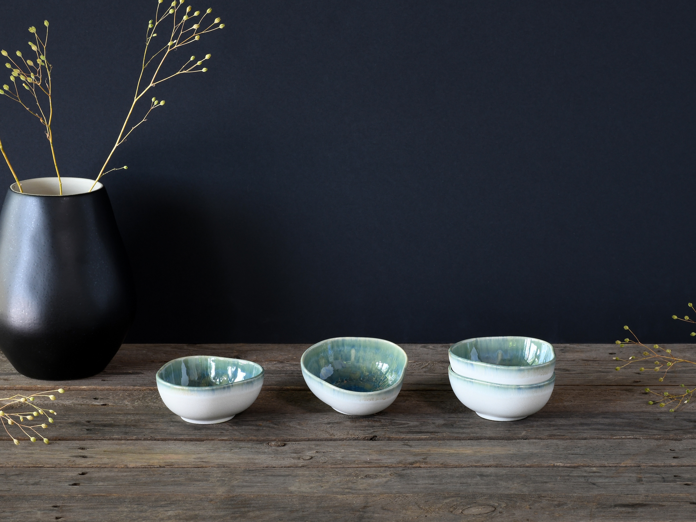 CreaTable Dipschale »Yuki« 4 Stk. aus Steinzeug Reaktiv-Digitaldruck, jedes Stück ein Unikat, Ø 11,5 cm