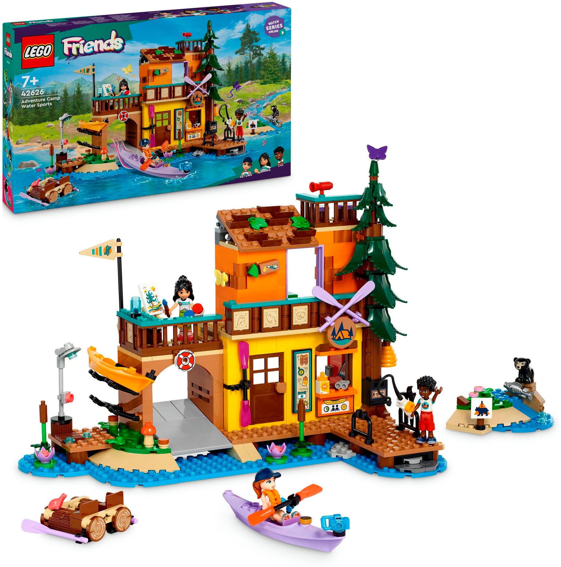 Konstruktionsspielsteine »Abenteuercamp mit Kayak (42626), LEGO Friends«, (628 St.),...