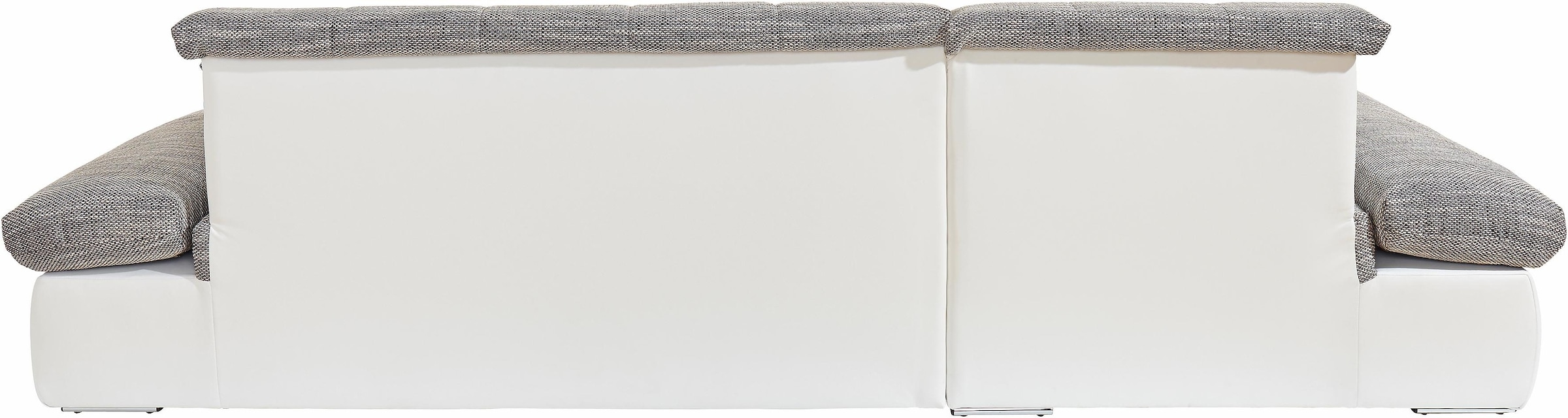 DOMO collection Ecksofa »Moric, L-Form, XXL-Sofa - Breite 300cm«, wahlweise mit Bettfunktion und Armteilverstellung, weiß-grau