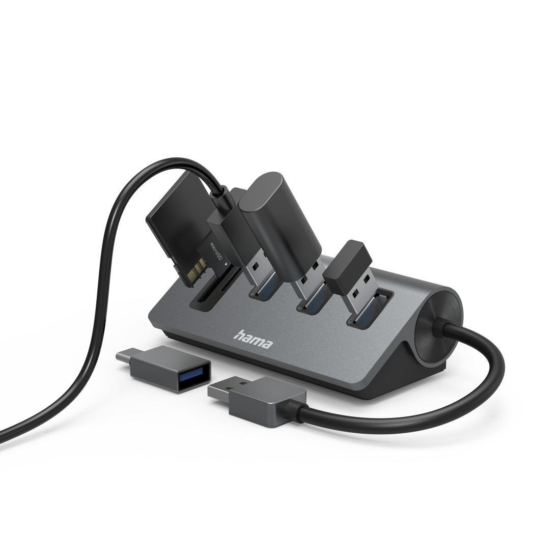Hama USB-Adapter »USB Hub Kartenleser, 5 Ports, 3x USB A, SD, microSD, USB C Adapter«