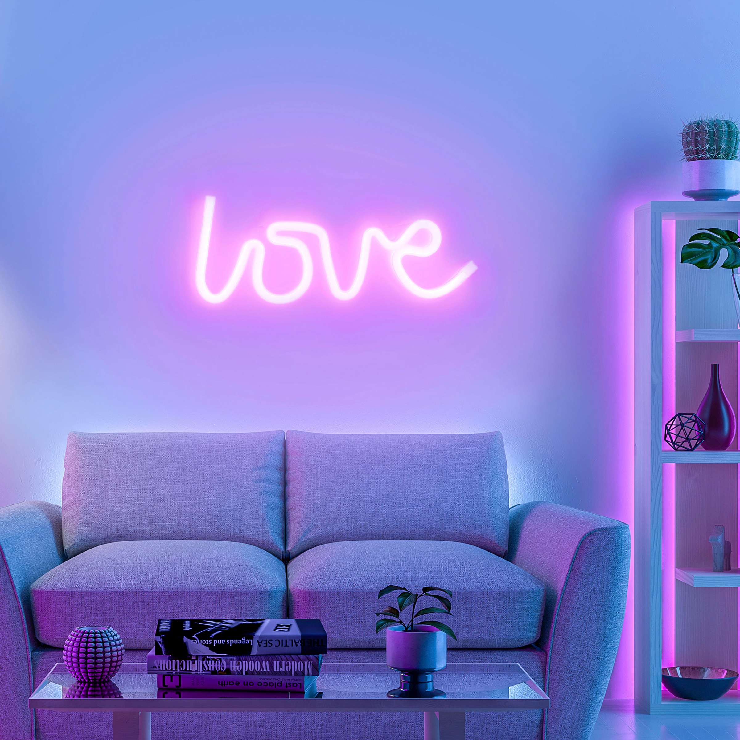 JUST LIGHT LED Wandleuchte »NEON-LOVE« LED-Board 1 Stk. Warmweiß günstig online kaufen
