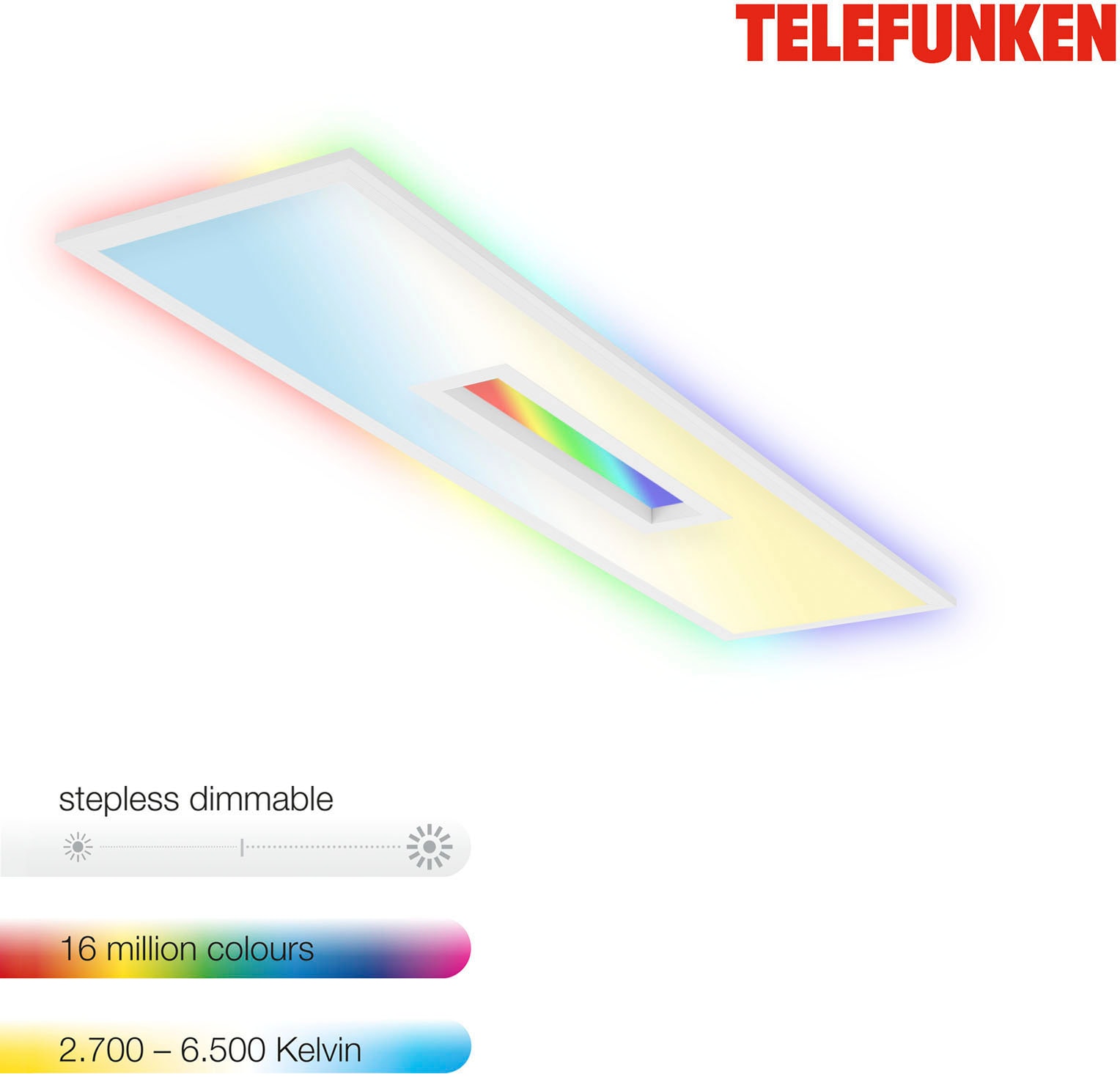 Telefunken Panel »CCT LED Panel CENTERBACK«, Deckenleuchte, RGB, Backlight, CCT, inkl. Fernbedienung, dimmbar