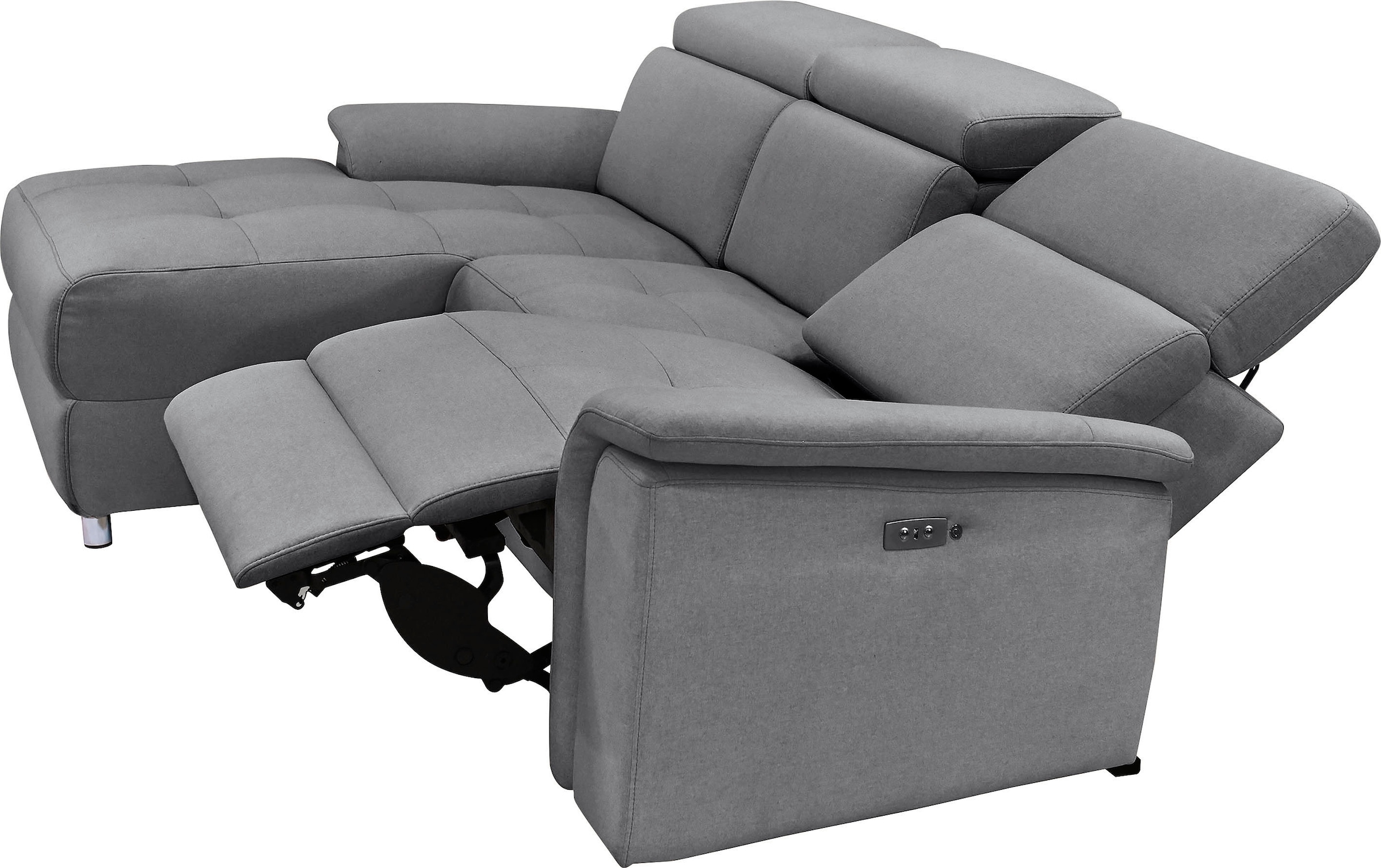 Places of Style Ecksofa »Pareli, L-Form, 259cm,m. Recamiere, Echtleder, Kunstleder, Webstoff«, man. o. elektr. Relaxfunktion, USB/Kopfteilverstellg u. LED