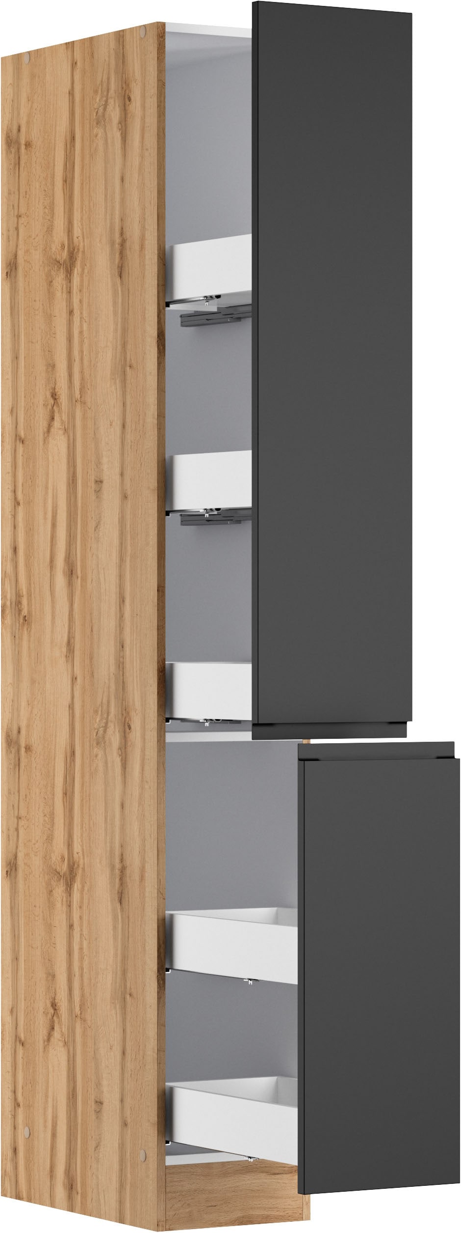 KOCHSTATION Apothekerschrank »KS-Virginia,neu in verbesserter Ausführung« Stauraum, Softclose,  Breite 30 cm, Höhe 200 cm, 2 Auszüge, Soft-Close-Funktion