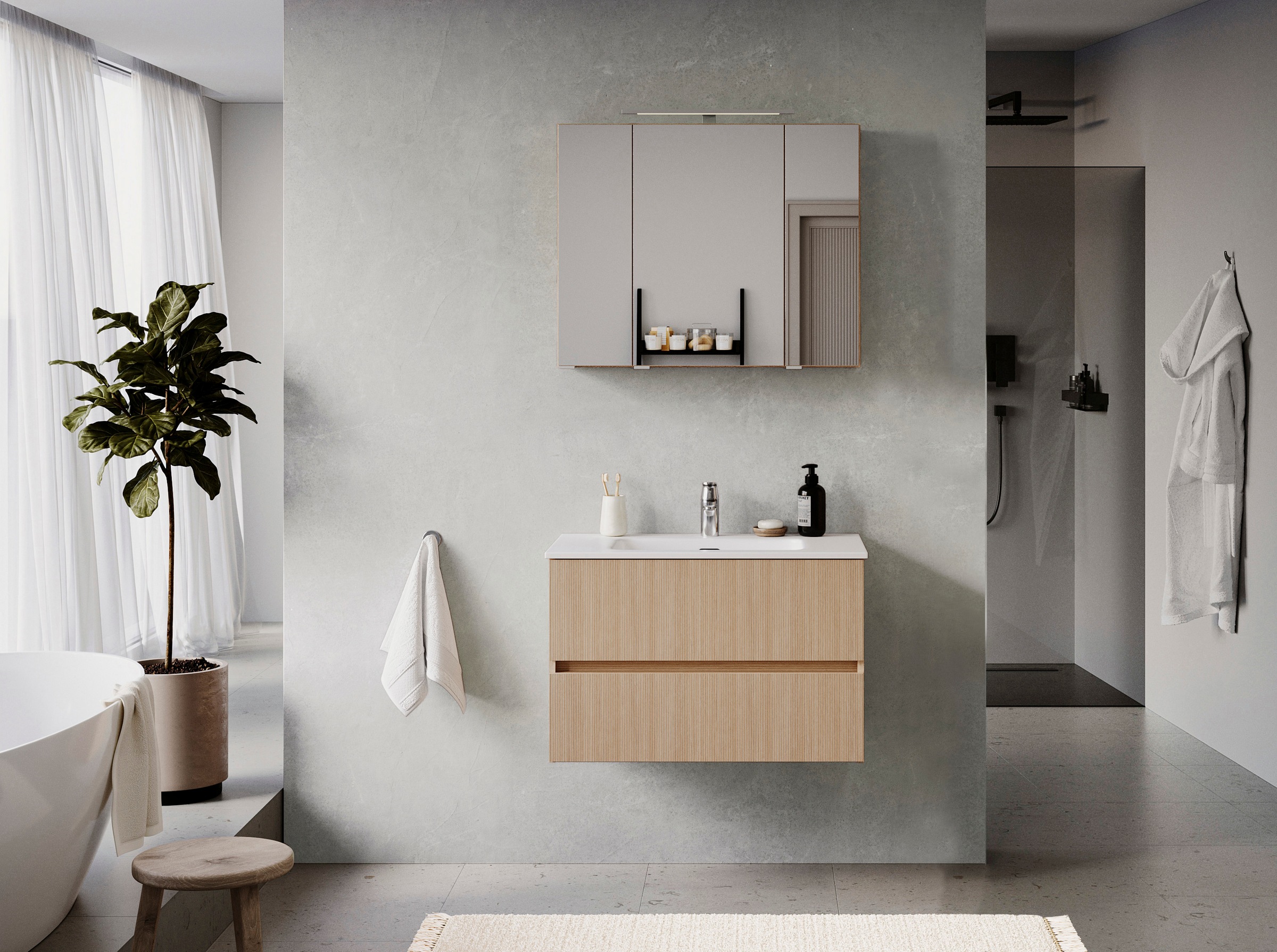 welltime Badmöbel-Set »EIXO, Set aus Spiegelschrank und Waschtisch inkl. Be günstig online kaufen