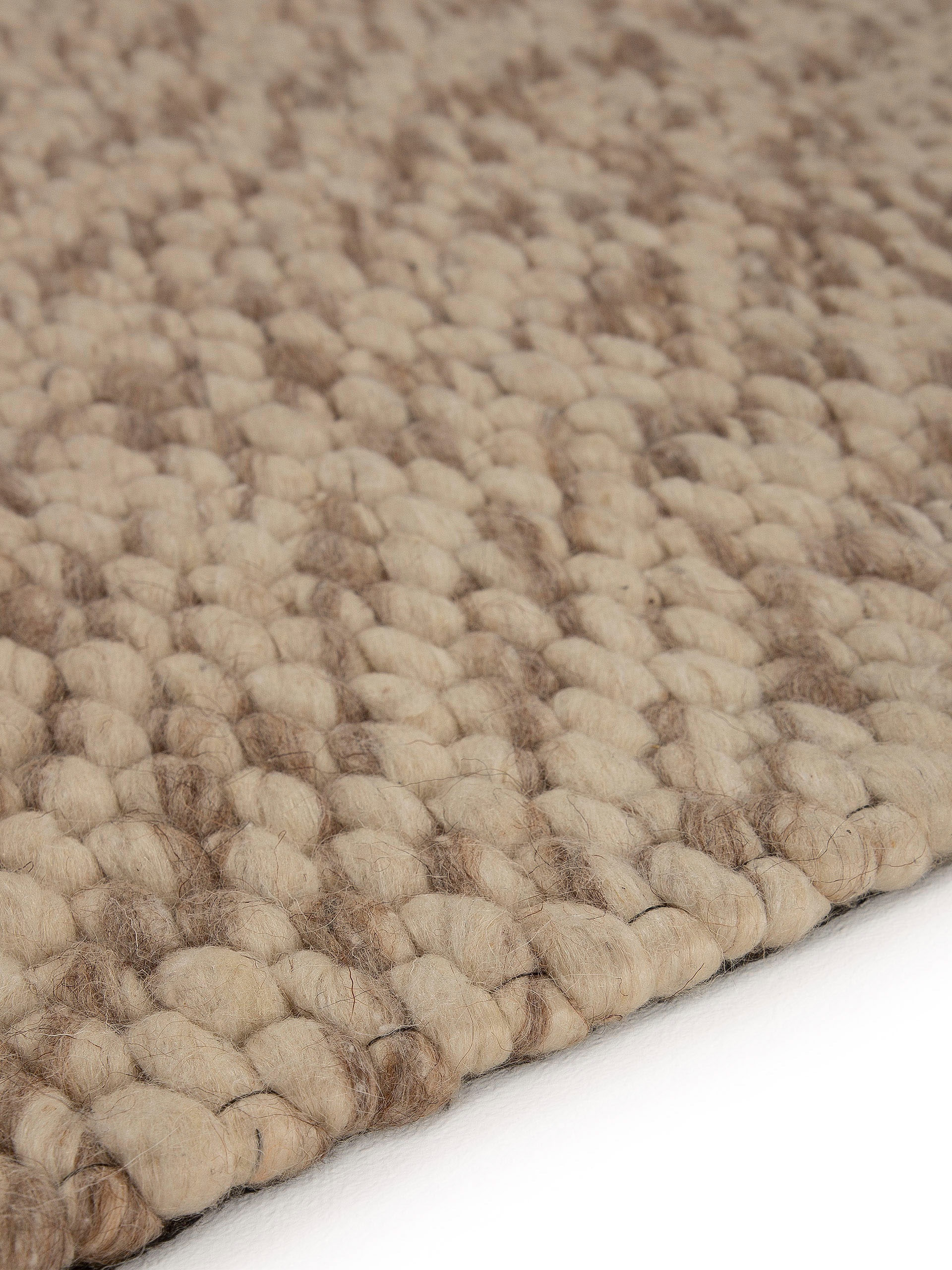 carpetfine Wollteppich »Sina«, rund, 14 mm Höhe, grobe Struktur, Zeitloses Design, reine Wolle, Wohnzimmer
