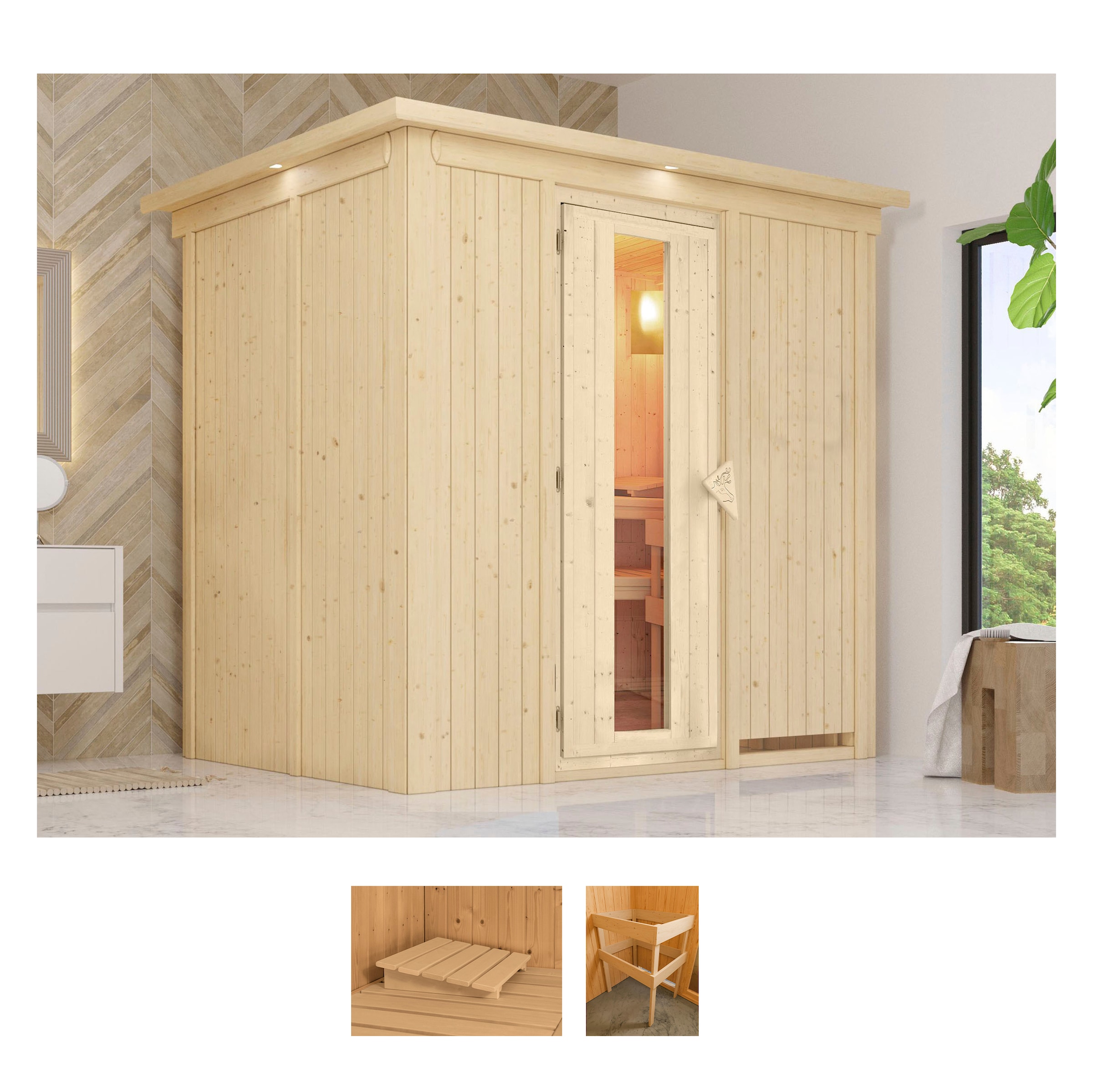 Karibu Sauna »Bellin«, ohne Ofen