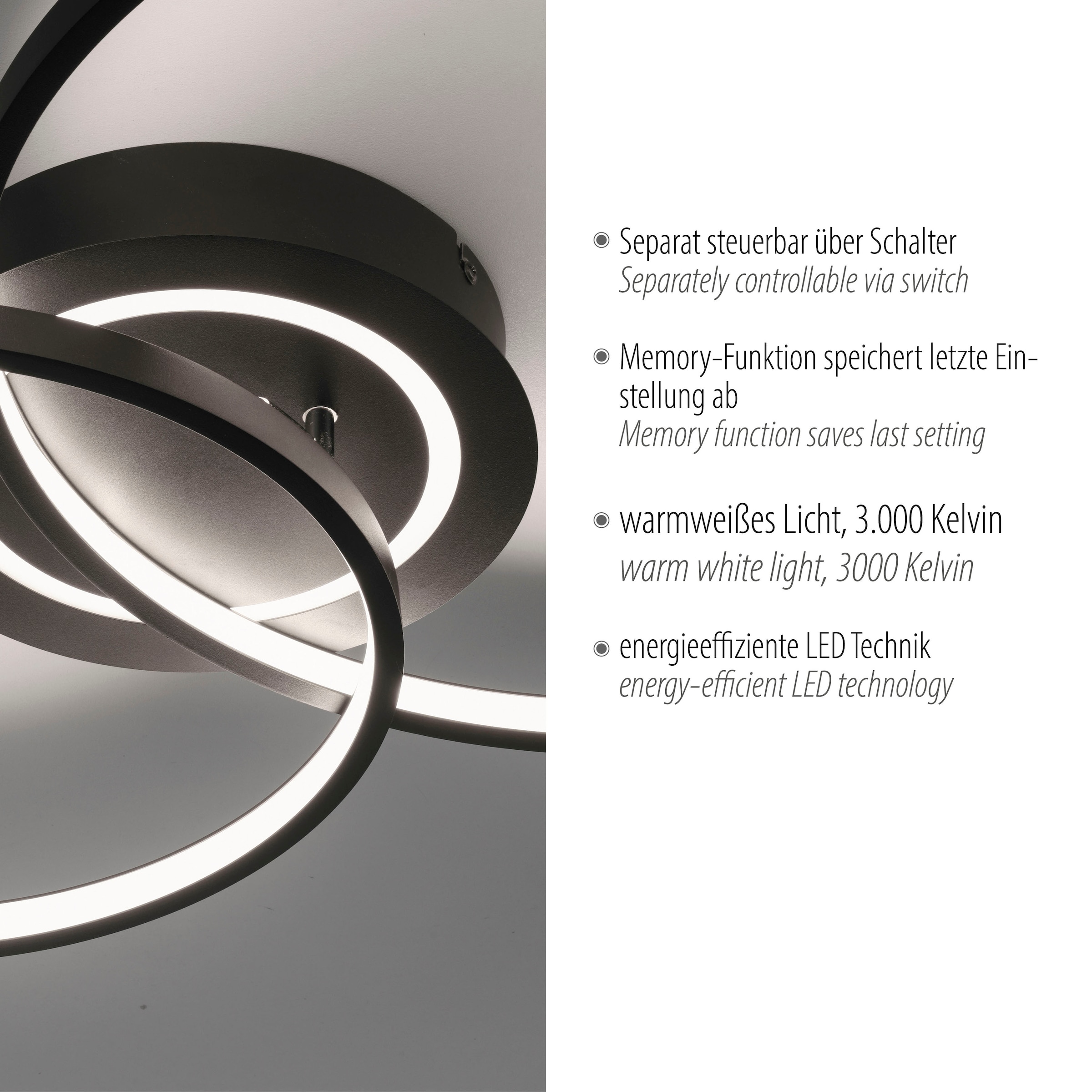 JUST LIGHT LED Deckenleuchte »ASMINA« LED-Board 1 Stk. Warmweiß