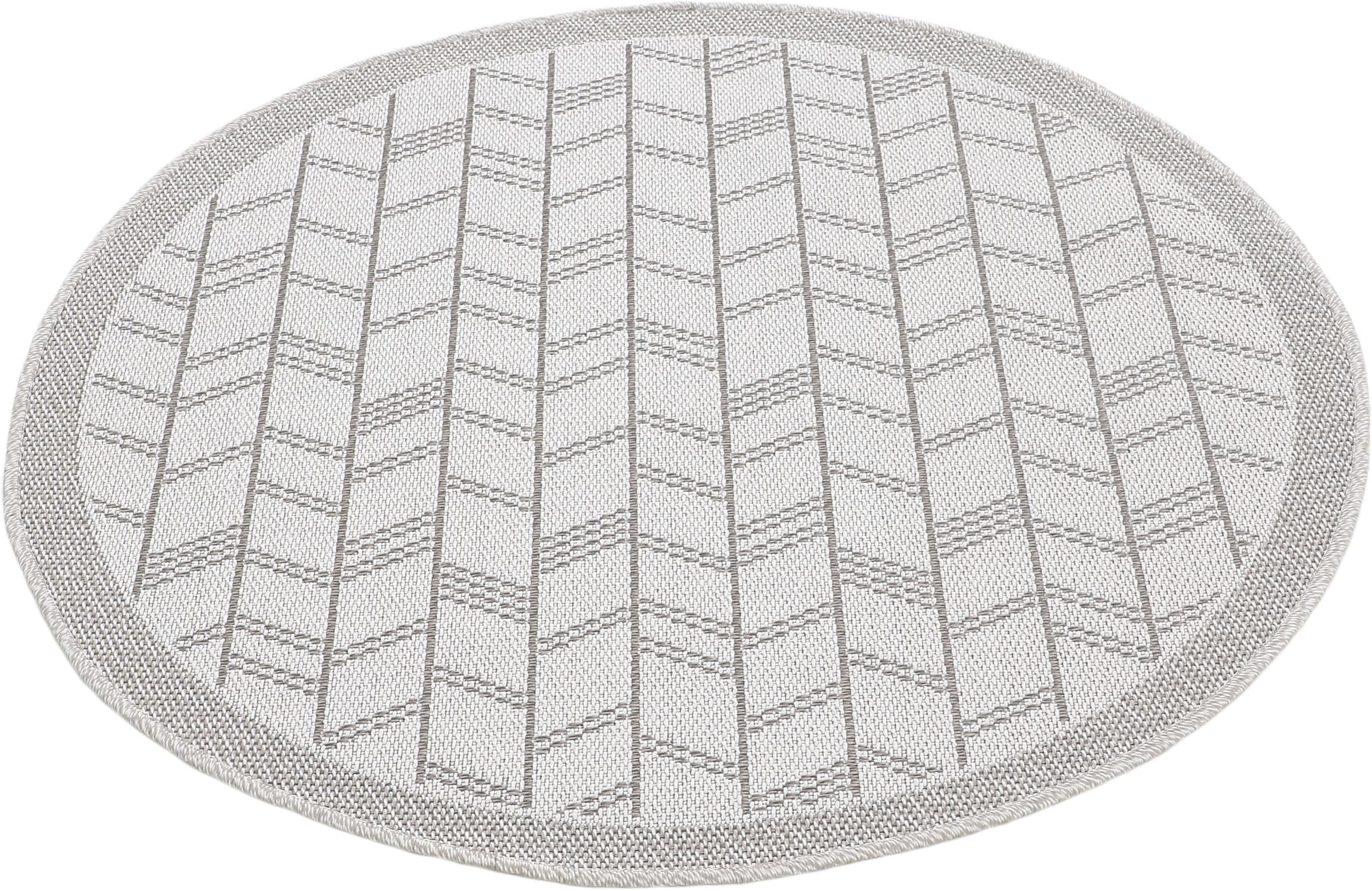 carpetfine Teppich »Boho 102«, rund, 4 mm Höhe, robustes Flachgewebe, Sisal Optik, für Außenbereich