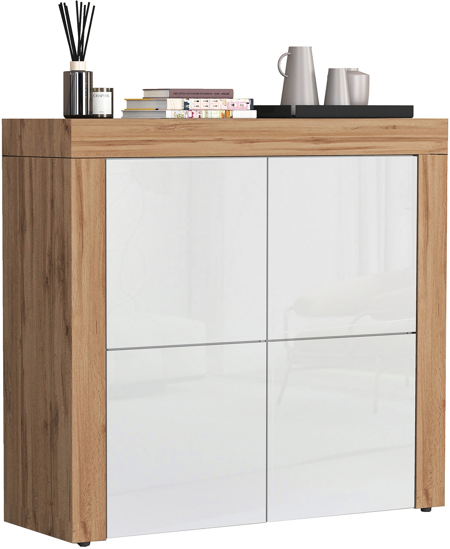 INOSIGN Highboard »CHRONOS Breite 140 cm mit 4 Türen und 8 Fächer 'Made in Italy'«, (1 St.), Hohes Sideboard, Kommode, Schrank, Grifflos mit Push to Open