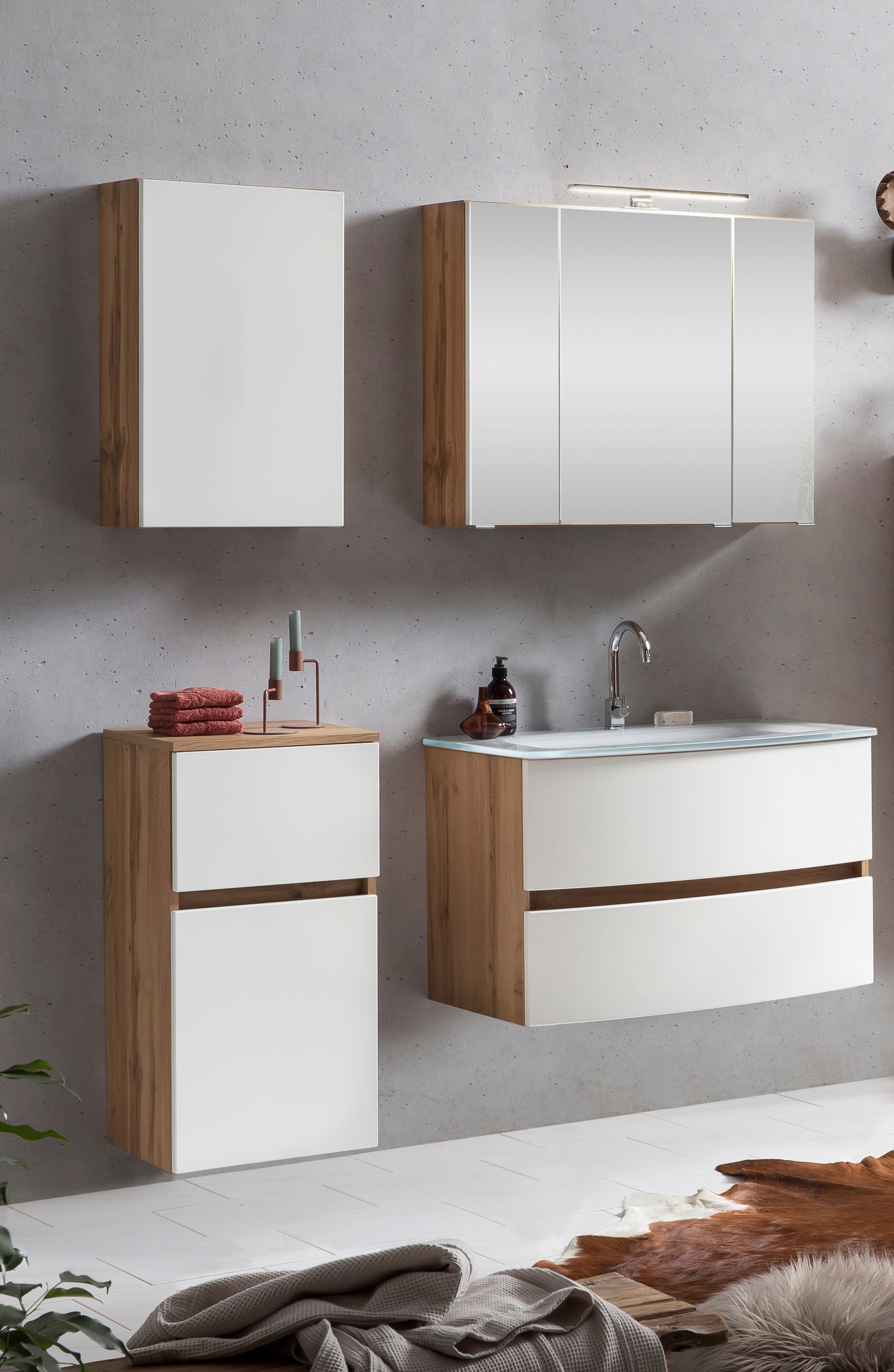 welltime Badezimmer-Set »Kaunas«, (Set, 4 St.), Breite 120 cm, Soft Close F günstig online kaufen