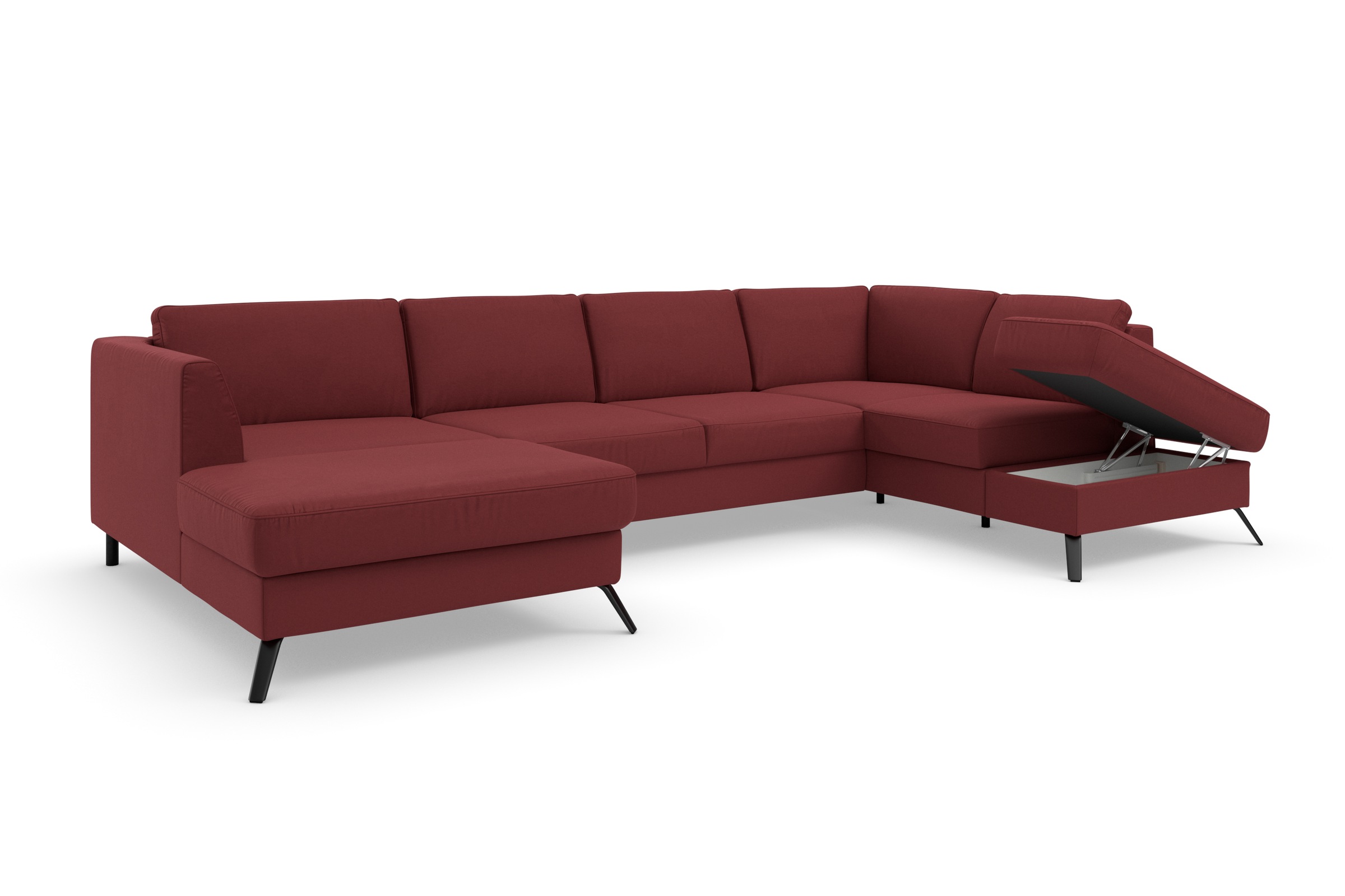 sit&more Wohnlandschaft »Olsen U-Form«, inklusive Sitztiefenverstellung, wahlweise mit Bettfunktion, 15cm hoch