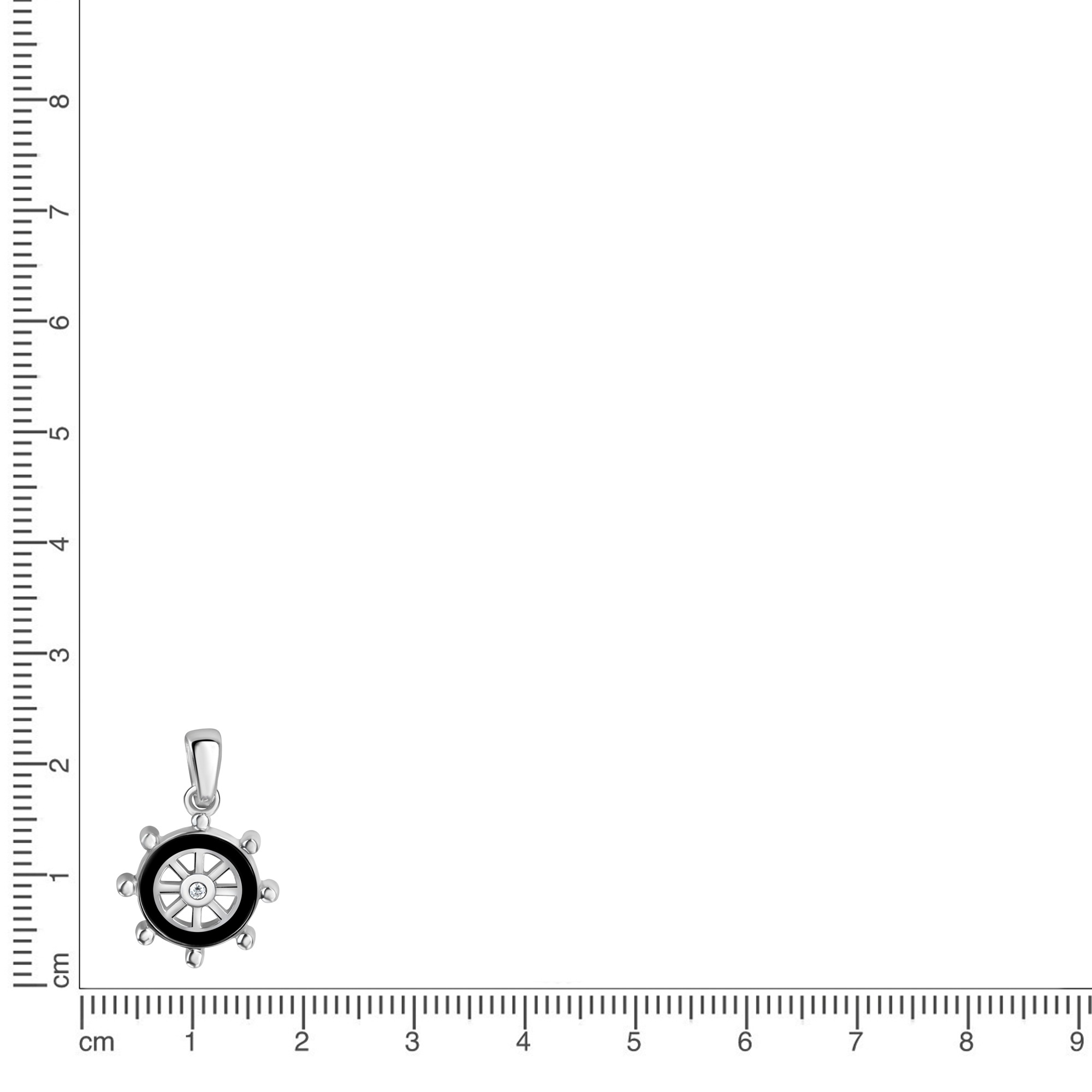 Vivance Kettenanhänger »925/- Sterling Silber rhodiniert Steuerrad Lack schwarz«