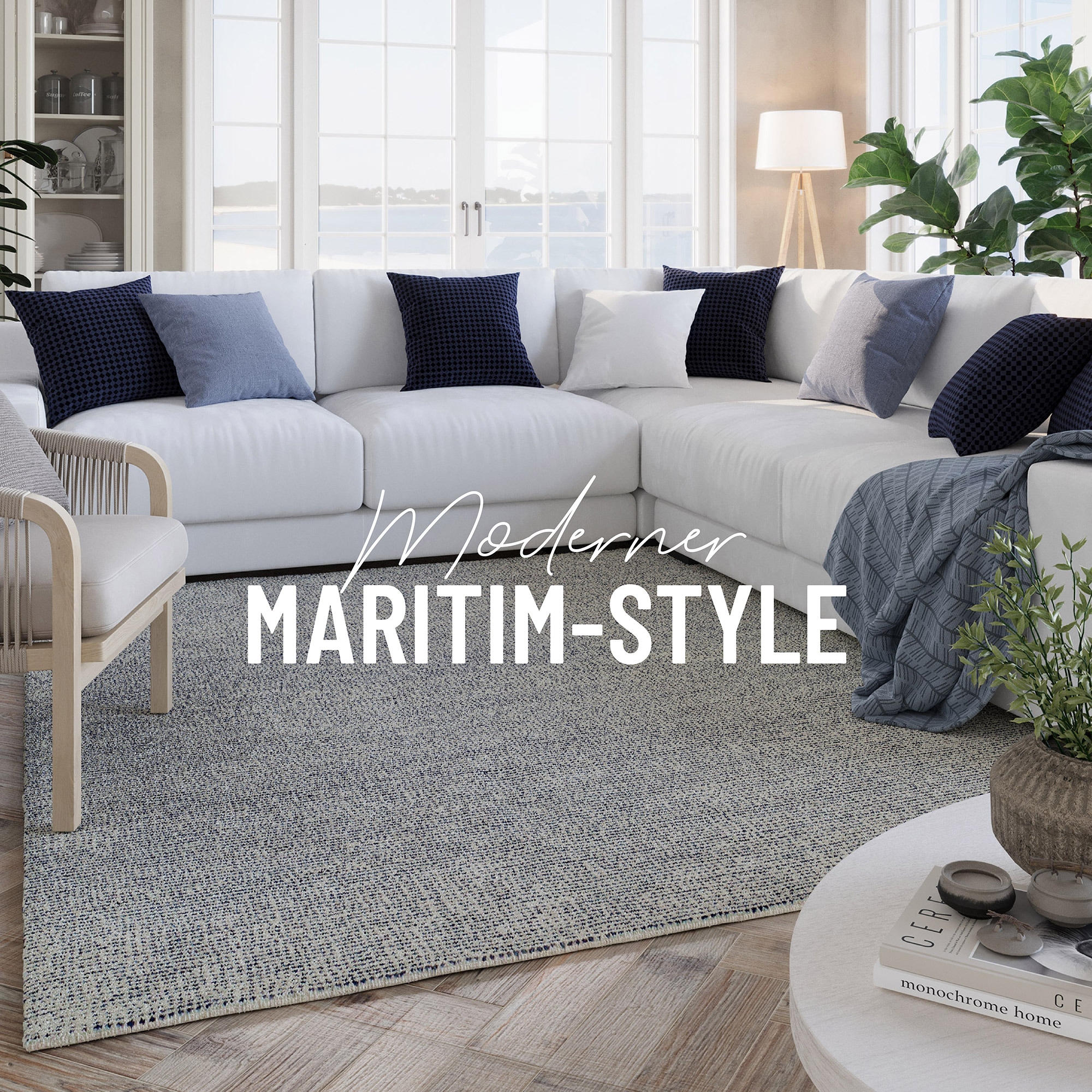 Wecon home Teppich »Hamptons THIRTYTWO« rechteckig 15 mm Höhe Läufer, Kurzflor, Wohnzimmer, Schlafzimmer, elegant, robust, Linien