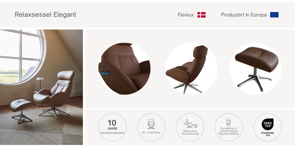 FLEXLUX Relaxsessel »Elegant, Funktionsessel, Polstersessel, Armlehnen-, TV günstig online kaufen