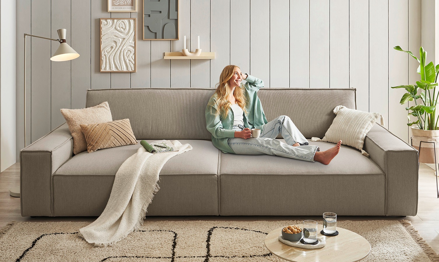 Home affaire Big-Sofa »NEU: SHERWOOD XXL, Big-Sofa (316cm), extra tiefe Sit günstig online kaufen