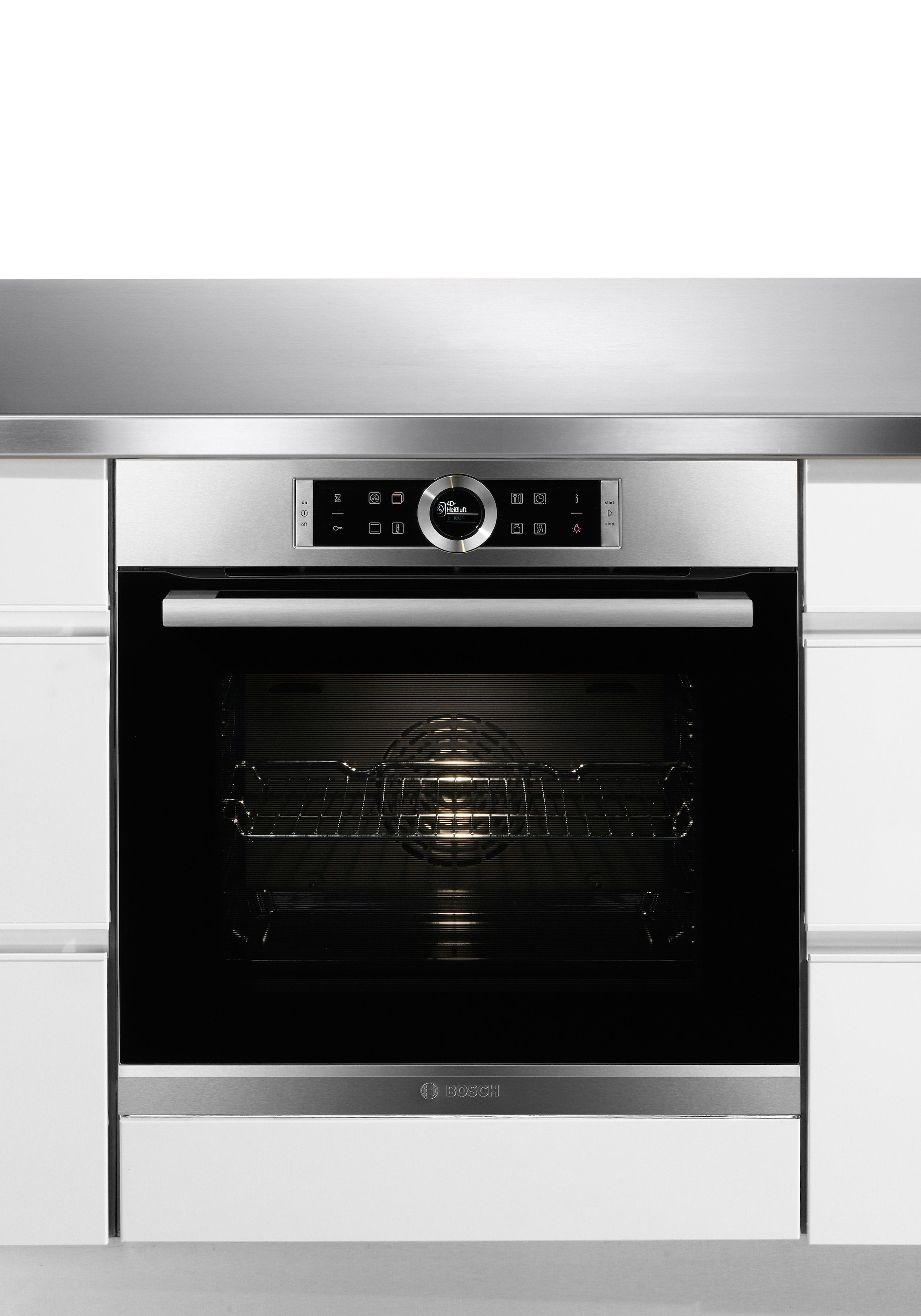 2. Bild von BOSCH Einbaubackofen »HBG635B«, Serie 8, mit Teleskopauszug nachrüstbar, ecoClean Direct, 4D-Heißluft-Eco-Ober-/Unterhitze Eco-Umluft-Infra-Grill-Großflächen-/Kleinflächengrill-Pizzastufe-Sanftgaren-Vorwärmen-Warmhalten-Auftaustufe, mit Pizzastufe