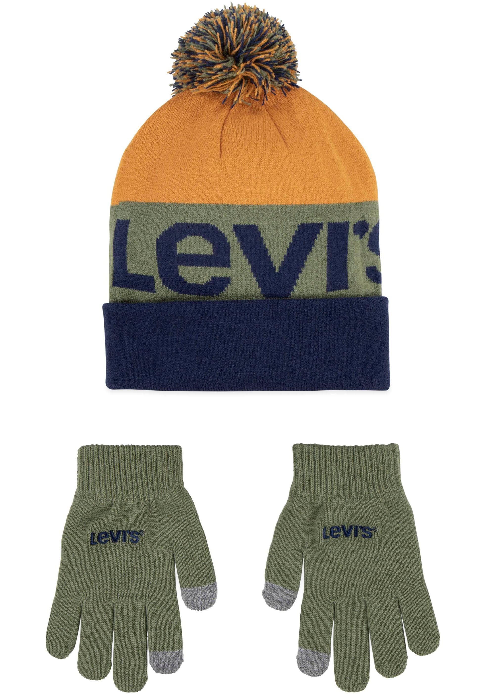 Levi's® Kids Bommelmütze, (Set), und Handschuh im Set