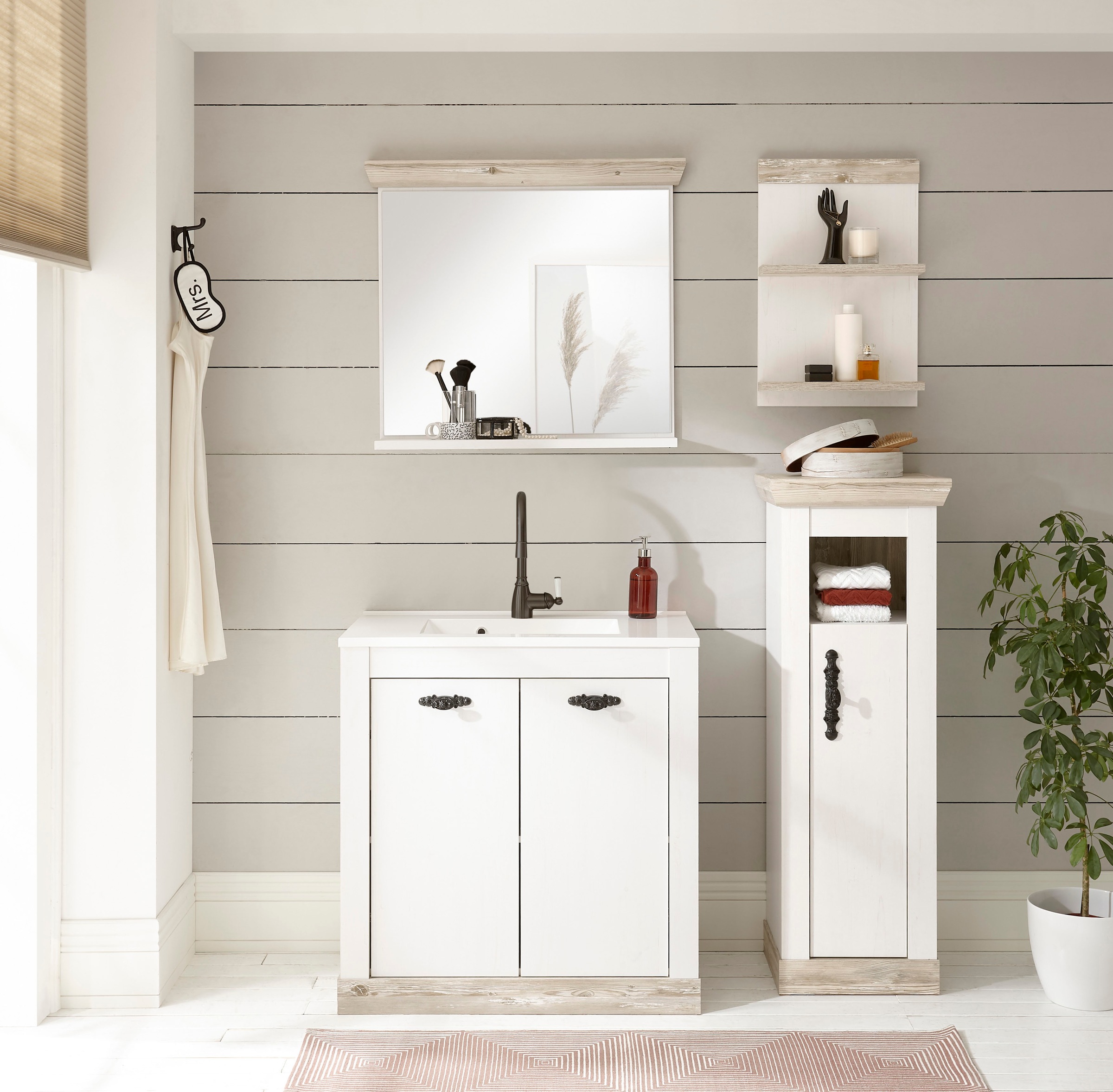 Home affaire Badmöbel-Set »Florenz, Bad im Landhausstil, 4-teiliges Badezim günstig online kaufen