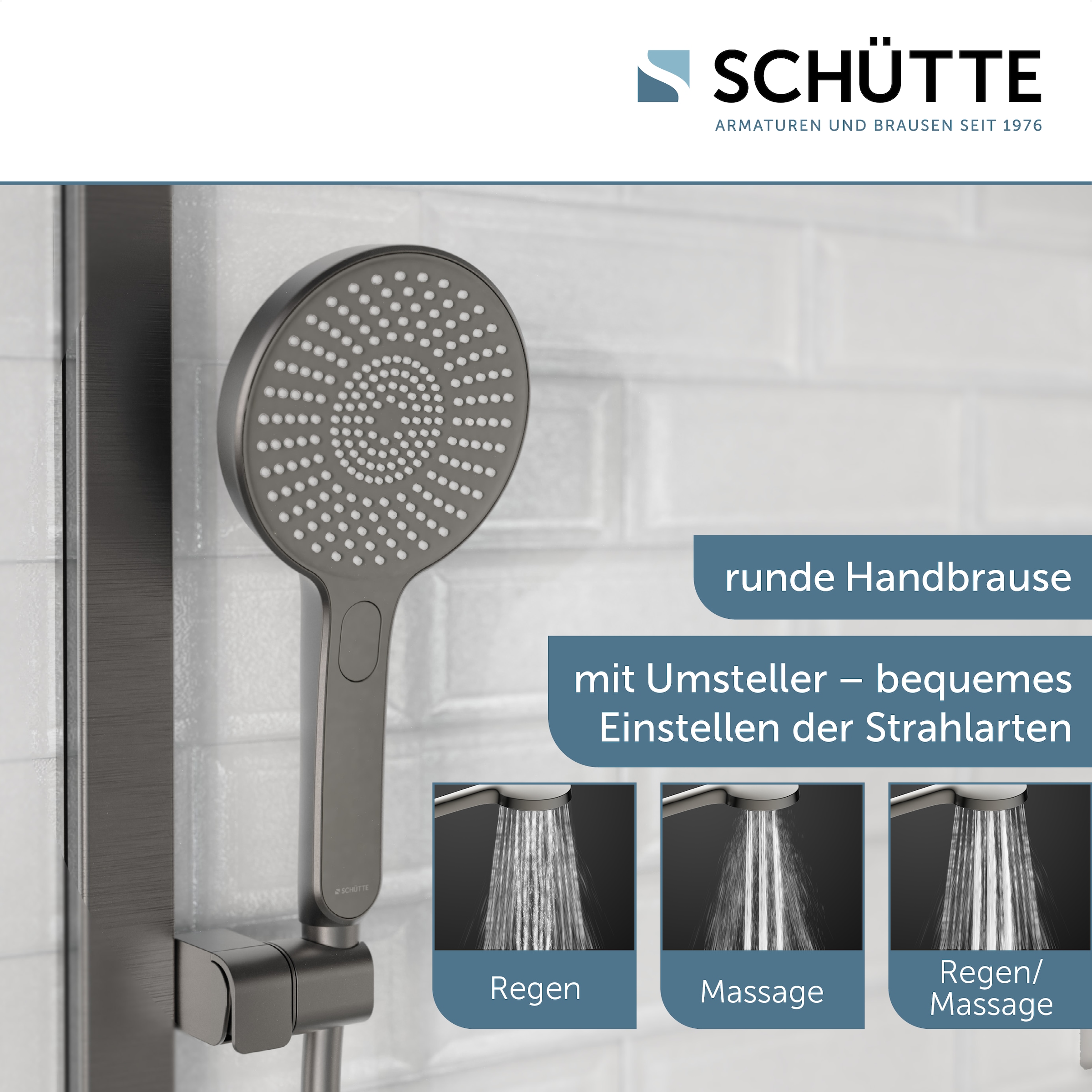 Schütte Stangenbrause-Set »KARIBIK«, (Komplett-Set, 4 tlg.), höhenverstellbar, mit Antikalk-Beschichtung, wassersparend