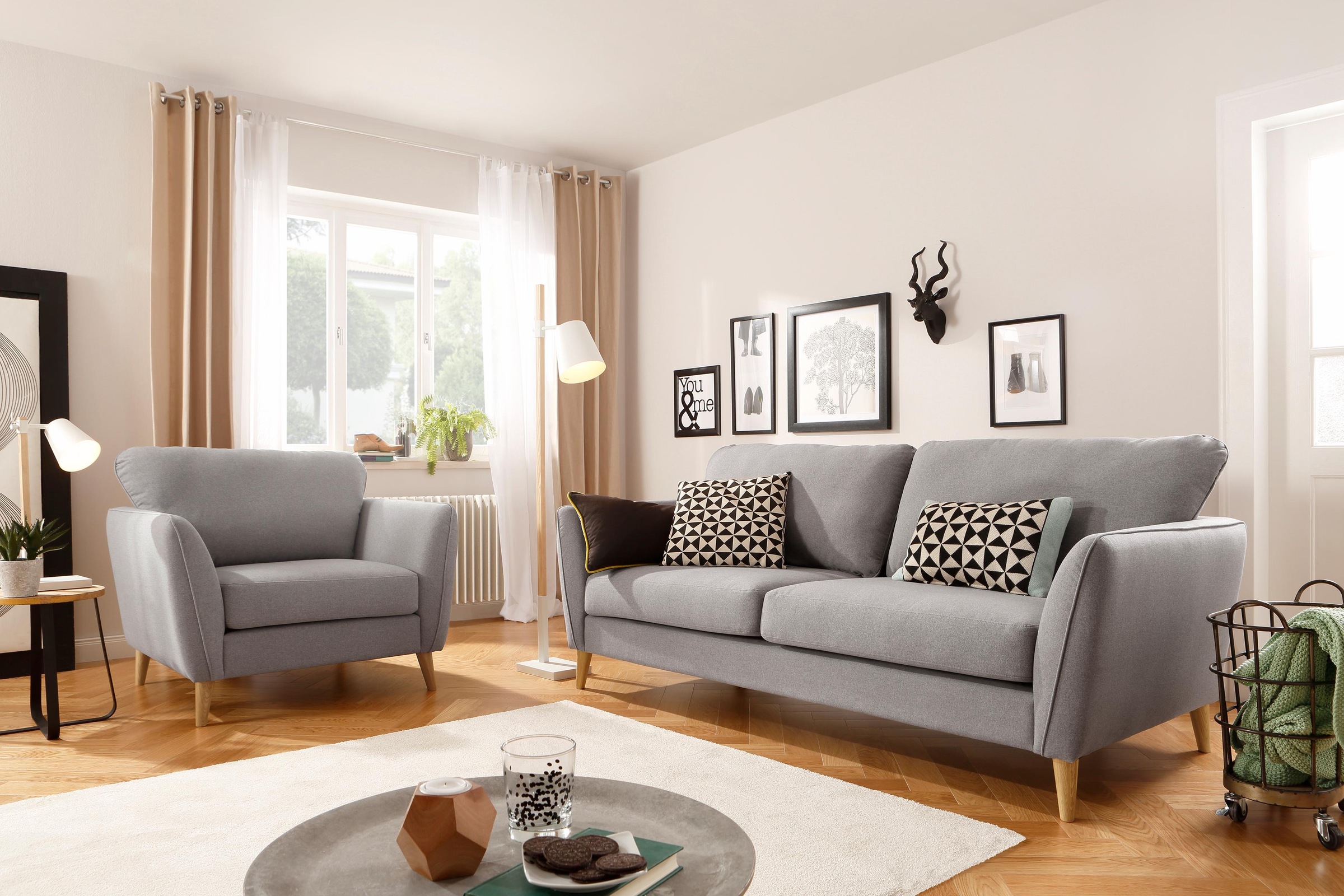 Home affaire 3-Sitzer »MARSEILLE 3er Sofa 206 cm, Cord, Flachgewebe, Strukt günstig online kaufen