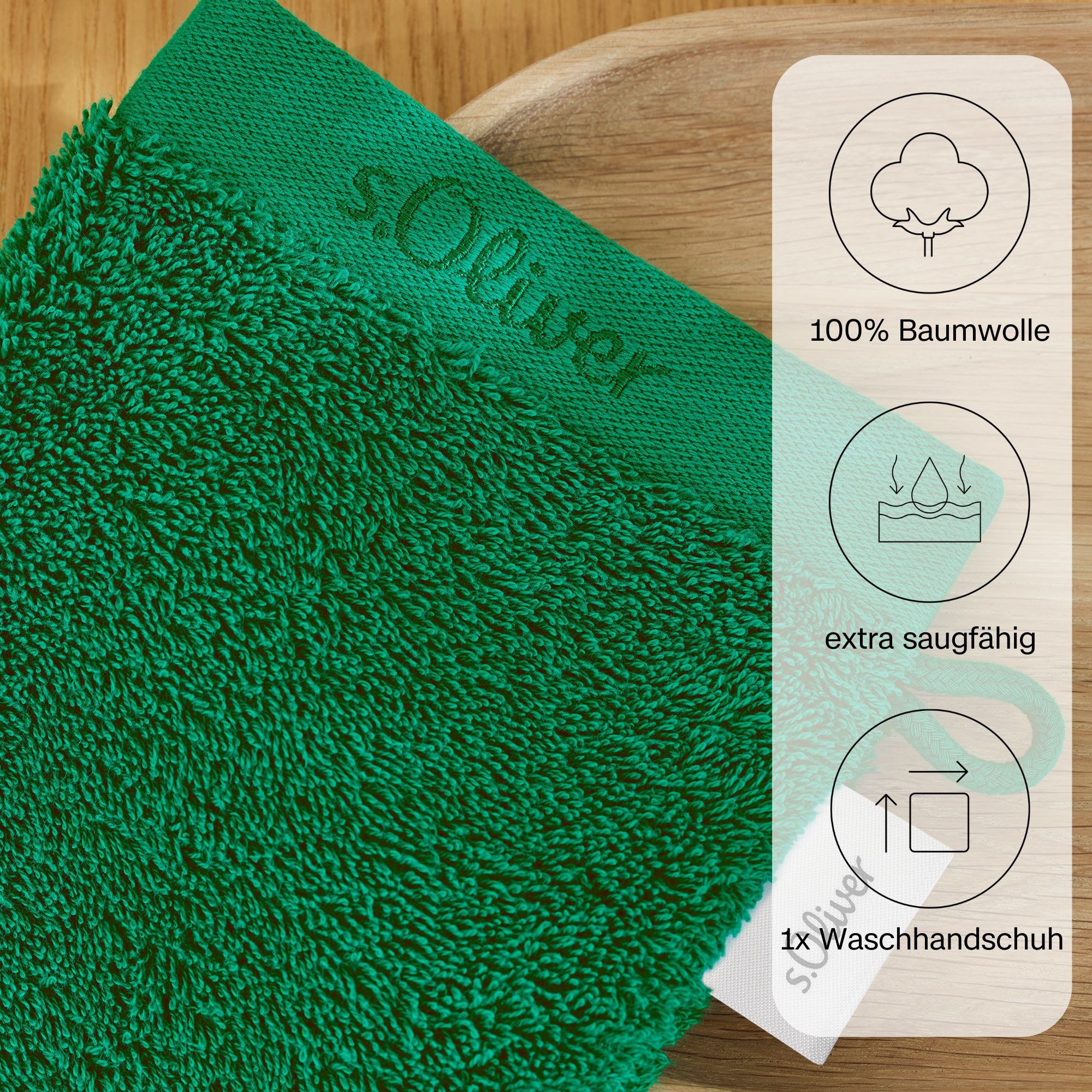 s.Oliver Waschhandschuh »s.Oliver, Premium Qualität, 600 gr/m², auch als Sets erhältlich«, (1 St., Waschlappen 16 x 21 cm), große Farbauswahl, auch als Duschtuch, Handtuch, Gästetuch