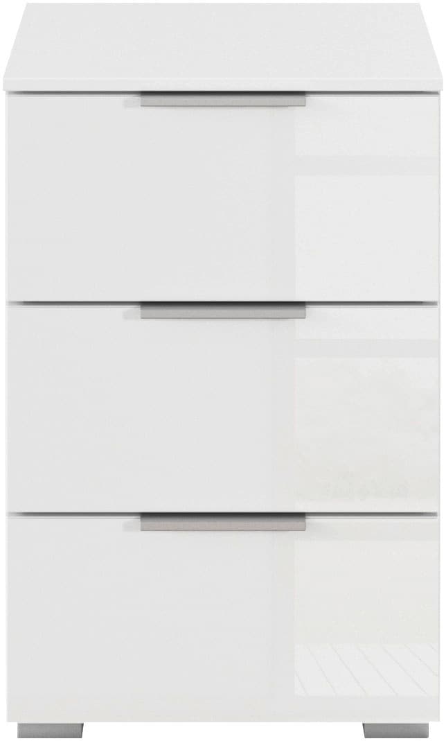 OTTO home Nachtkommode »Nachttisch Nachtschrank Nachtkonsole AGORDO mit Glasfront« in zwei Griff-Farben, Breite 40 cm,  mit 3 geräumigen Schubladen für viel Stauraum MADE IN GERMANY