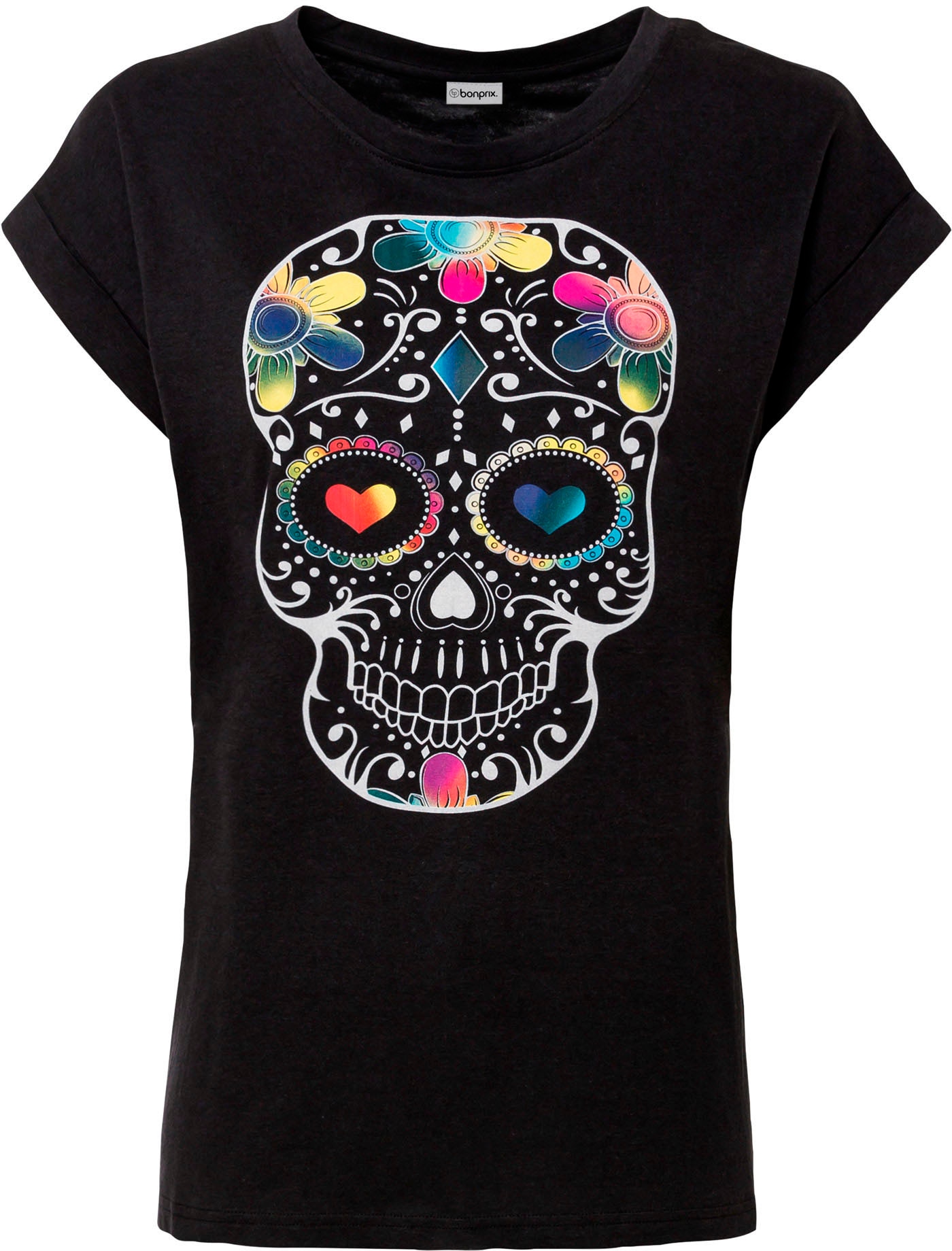 bonprix T-Shirt bequeme Passform, Kurzarm-Design, aus Baumwolle und Viskose