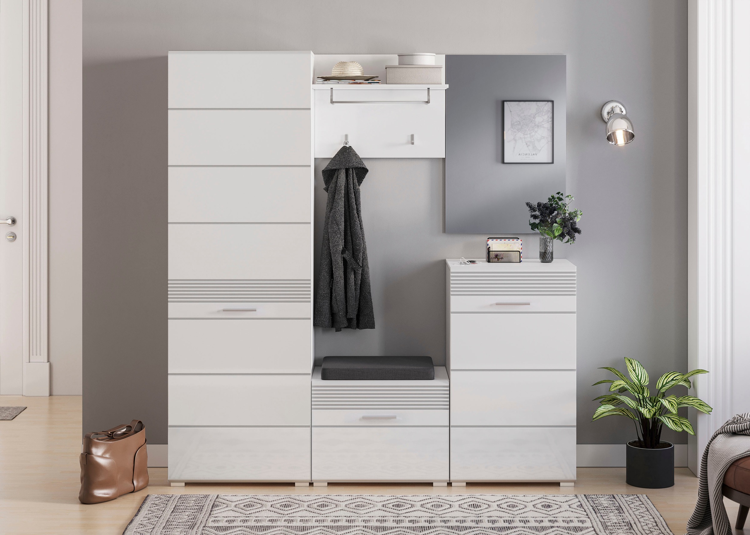 INOSIGN Garderoben-Set »Malmö, Breite 170cm, MDF Front mit Rillenfräsung, 5 günstig online kaufen