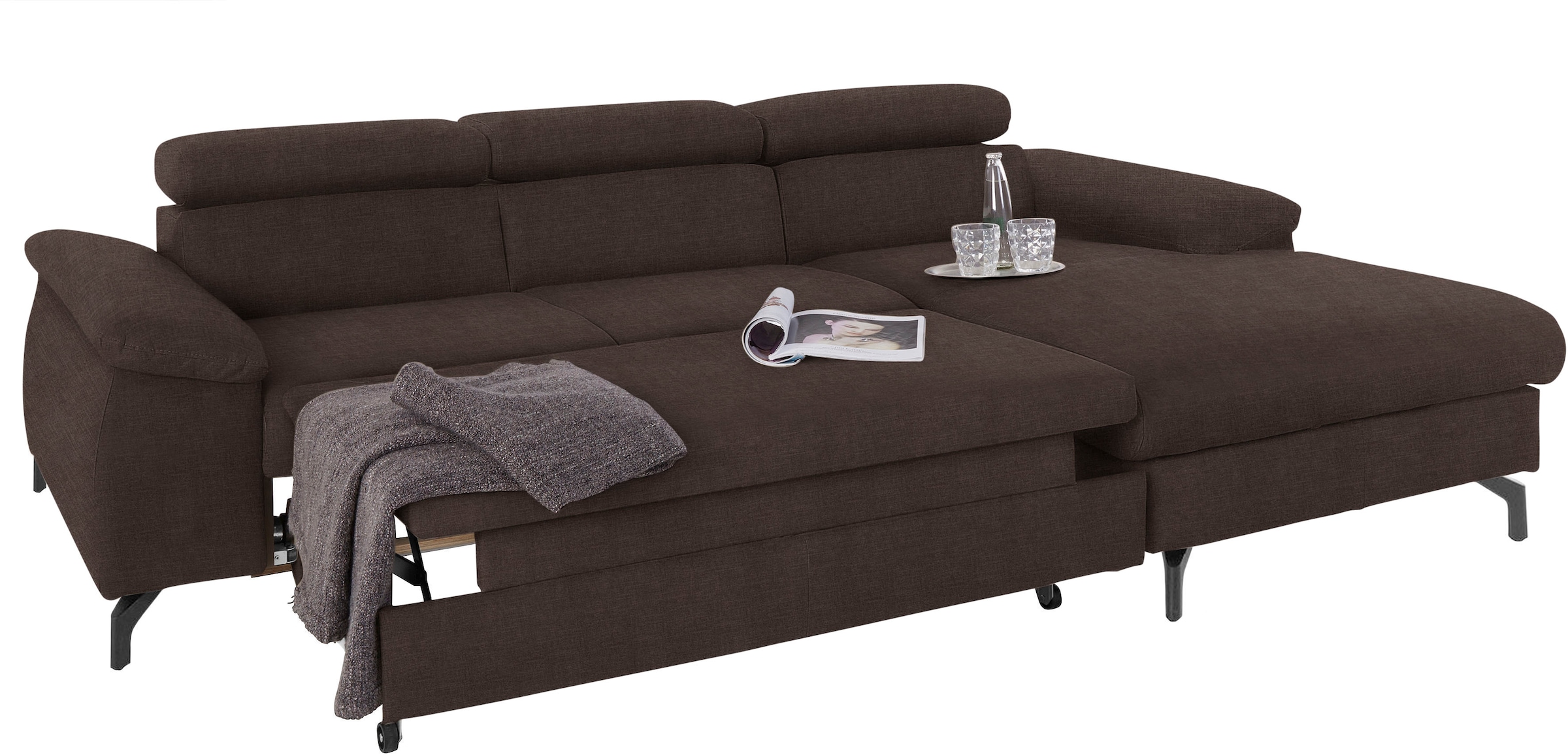 COTTA Ecksofa »Kitty L-Form«, mit Kopfteilverstellung, wahlweise mit Bettfunktion & Bettkasten