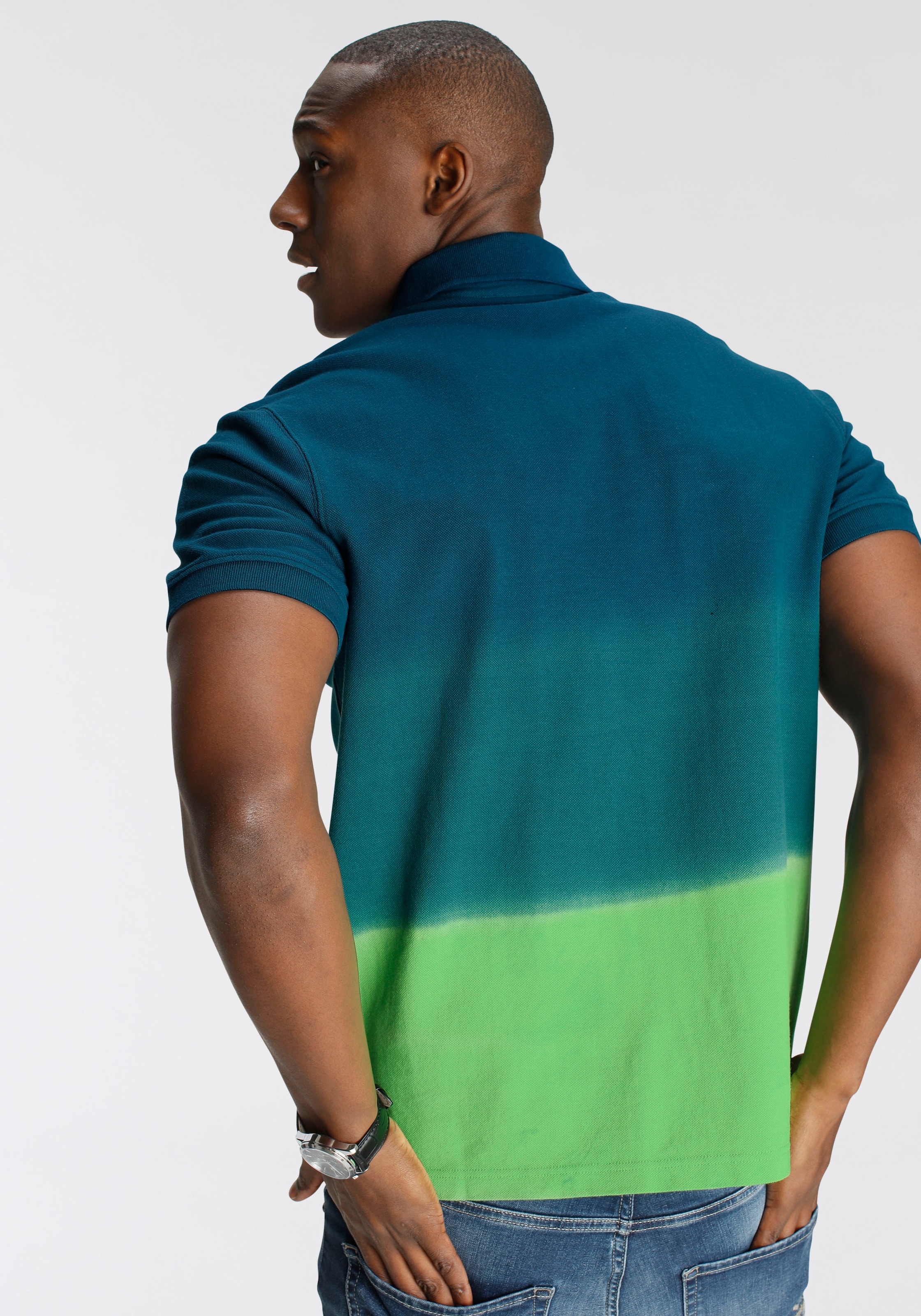 DELMAO Poloshirt, Kurzarm, lässiger Print, Polokragen, aus Baumwolle