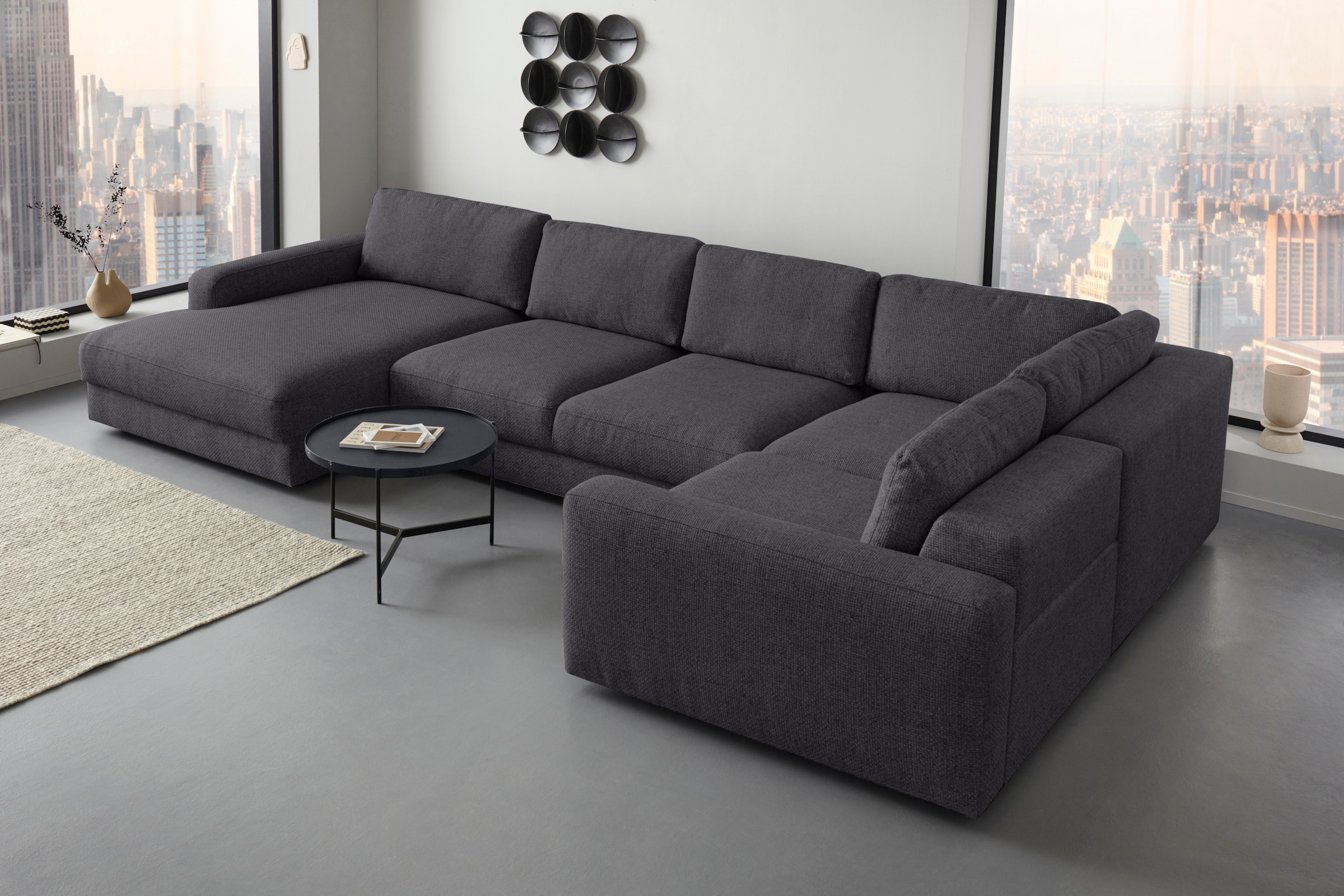 Places of Style Wohnlandschaft »Bloomfield, U-Form«, mit extra tiefer Sitzfläche, wahlweise mit Sitztiefenverstellung