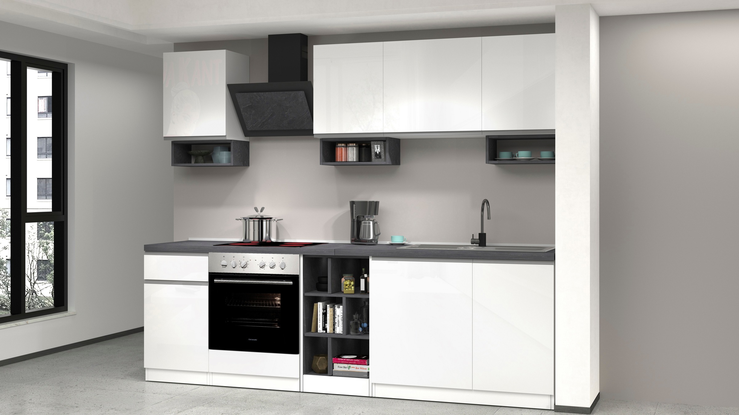 KOCHSTATION Küchenzeile »KS-Sole«, Breite 256 cm, mit Geschirr-Abtropfschrank, ohne E-Geräte